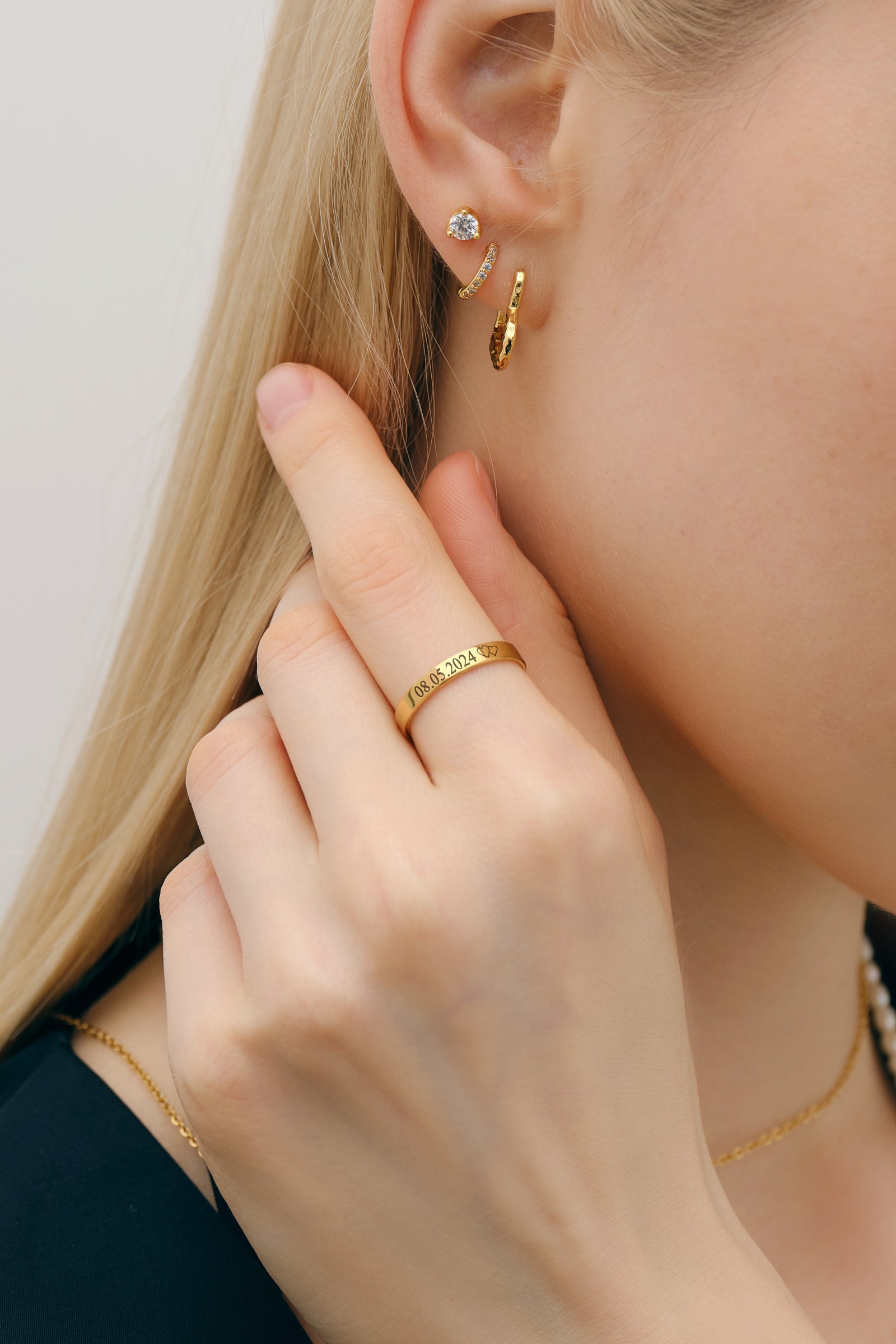 Minimalistischer Ring mit Gravur - Unisex Ring - 3mm Damen Ringe VIVIANNASCHMUCK