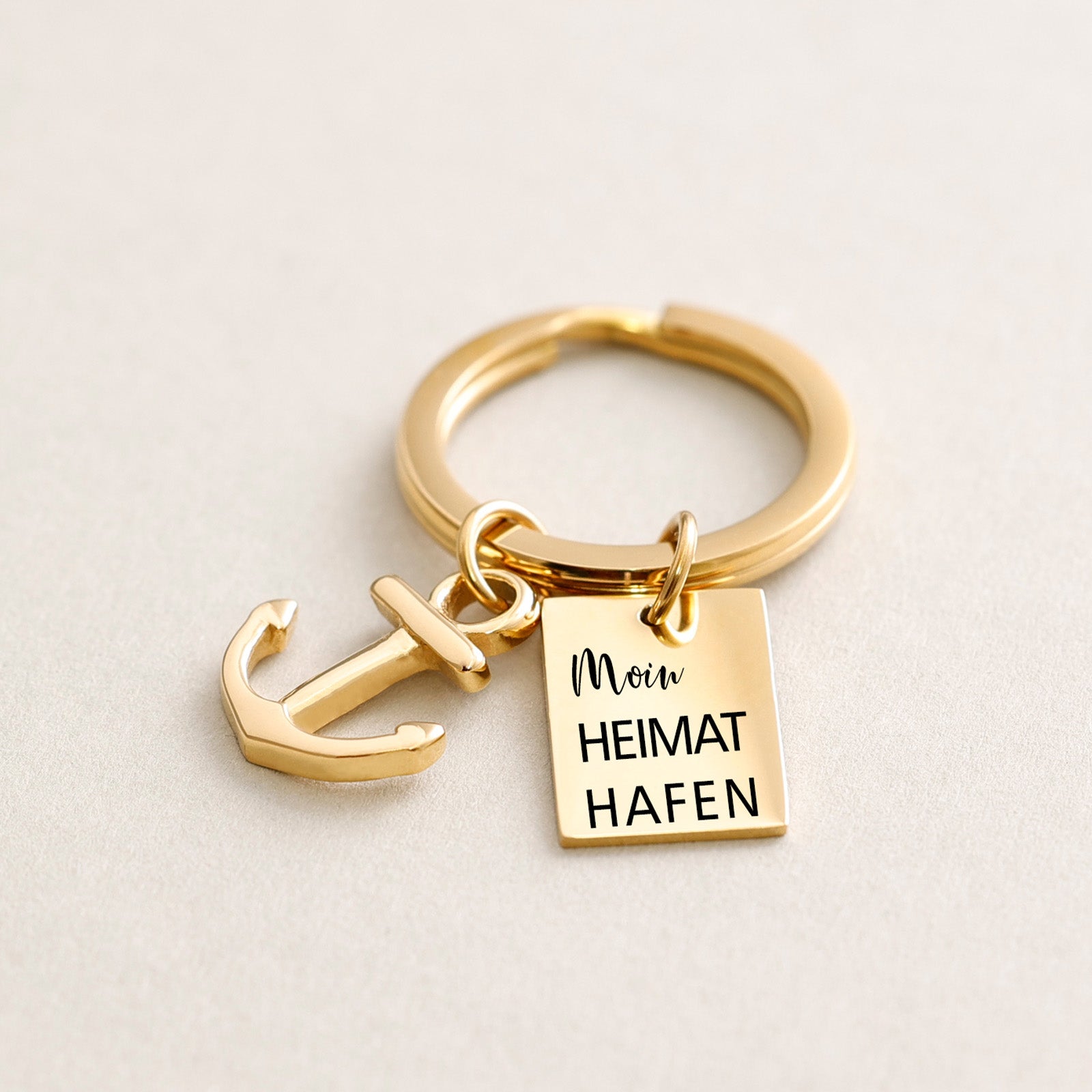 Heimathafen Schlüsselanhänger - personalisierter Schlüsselbund - Anker Schlüsselring - Familien Initialen - Edelstahl - SL001 - VIVIANNASCHMUCK