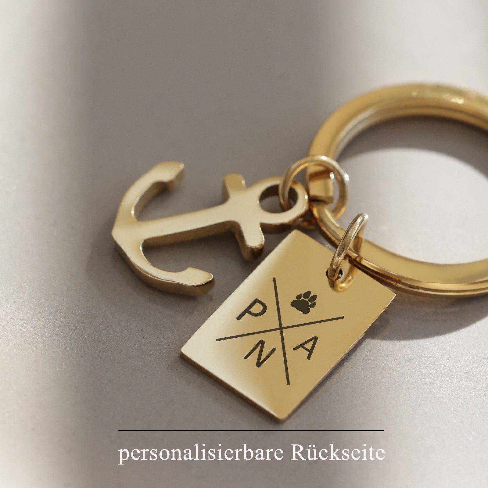 Heimathafen Schlüsselanhänger - personalisierter Schlüsselbund - Anker Schlüsselring - Familien Initialen - Edelstahl - SL001 - VIVIANNASCHMUCK