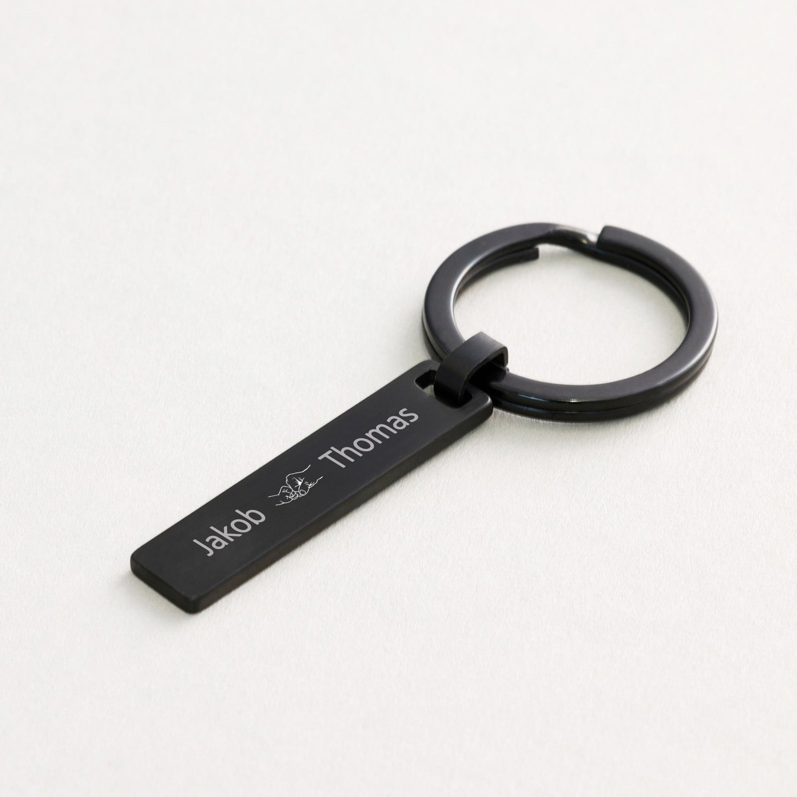 Personalisierte Schlüsselanhänger - Edelstahl - Bar-Anhänger Schlüsselring - Familien Initialen - Silber Schwarz gold - Wasserfest - SL007 - VIVIANNASCHMUCK