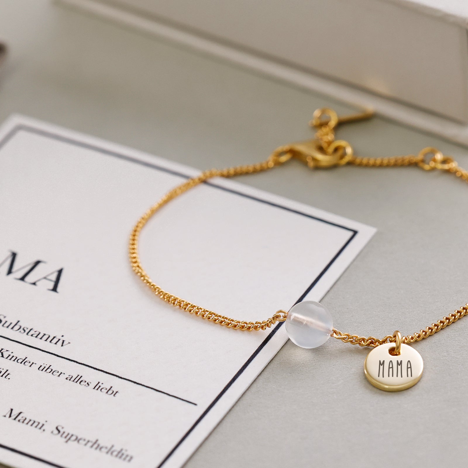 Regenbogenmondstein Armband mit Gravur - 925er Sterling Silber