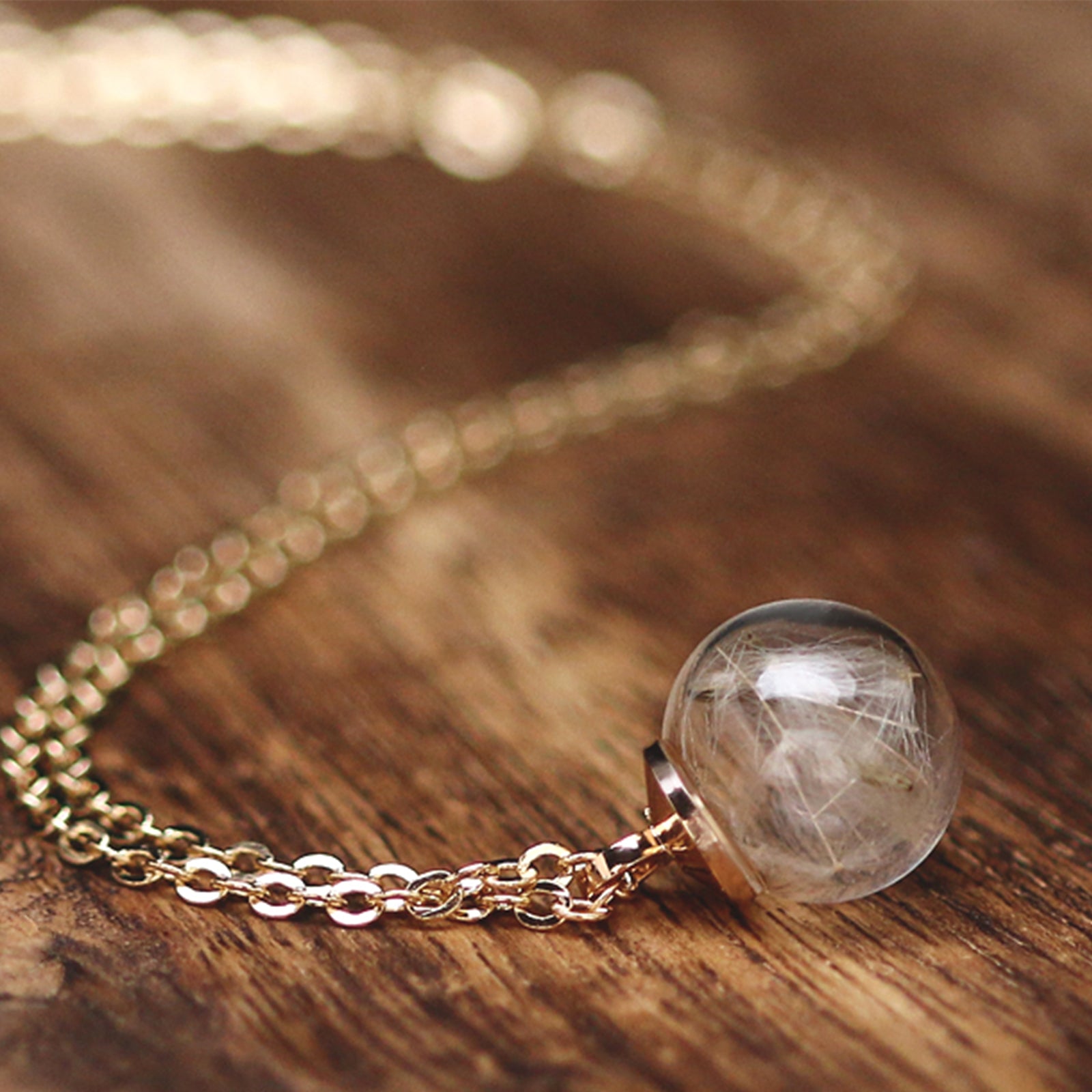 Wunschkette mit echter Pusteblume - 925er Sterling Silber