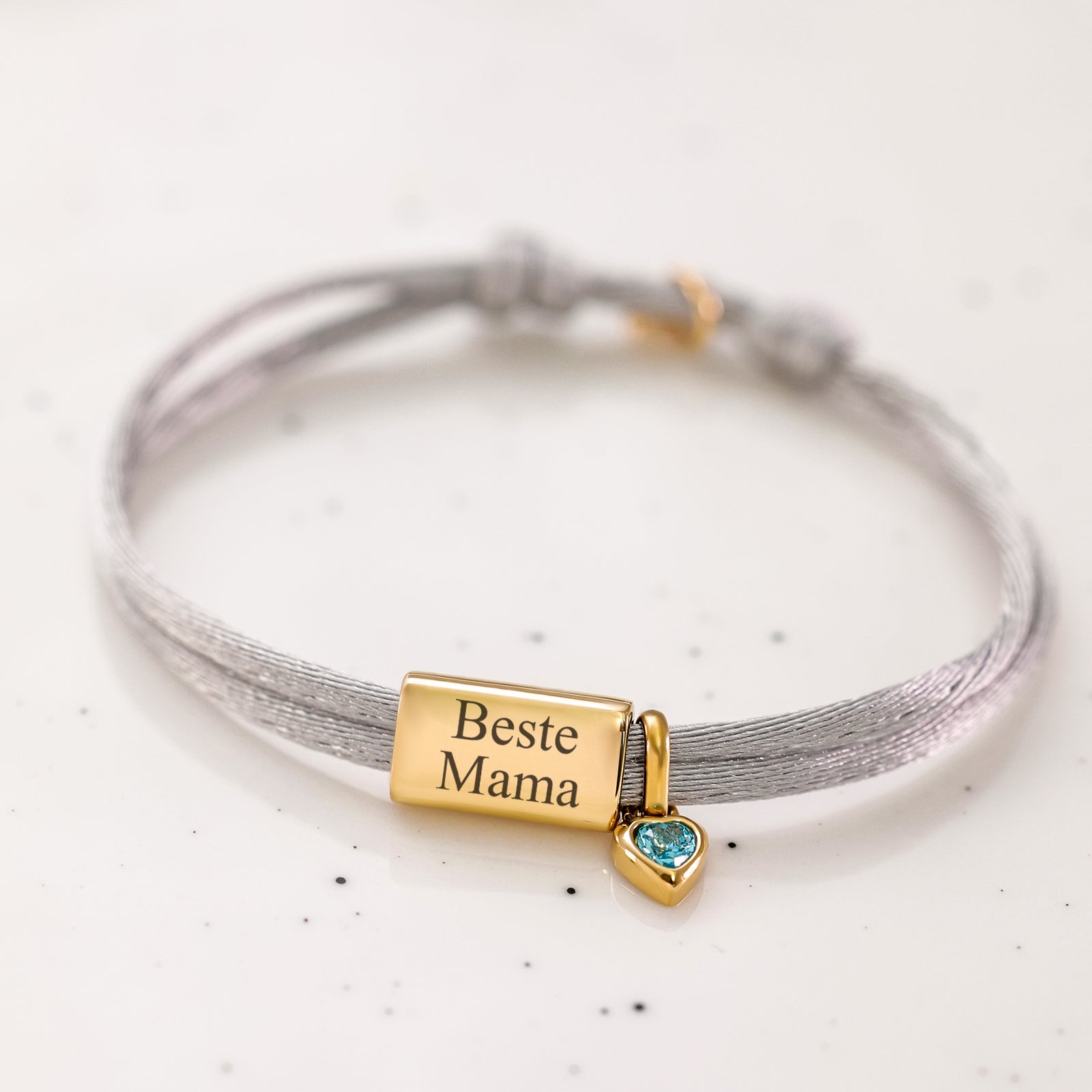 Satin Armband mit Gravur und Geburtsstein