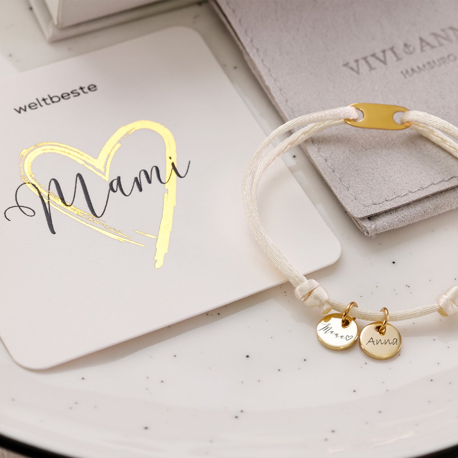 Personalized satin bracelet with stainless steel pendant - Name bracelet - Friendship bracelet - Adjustable satin bracelet - AE021