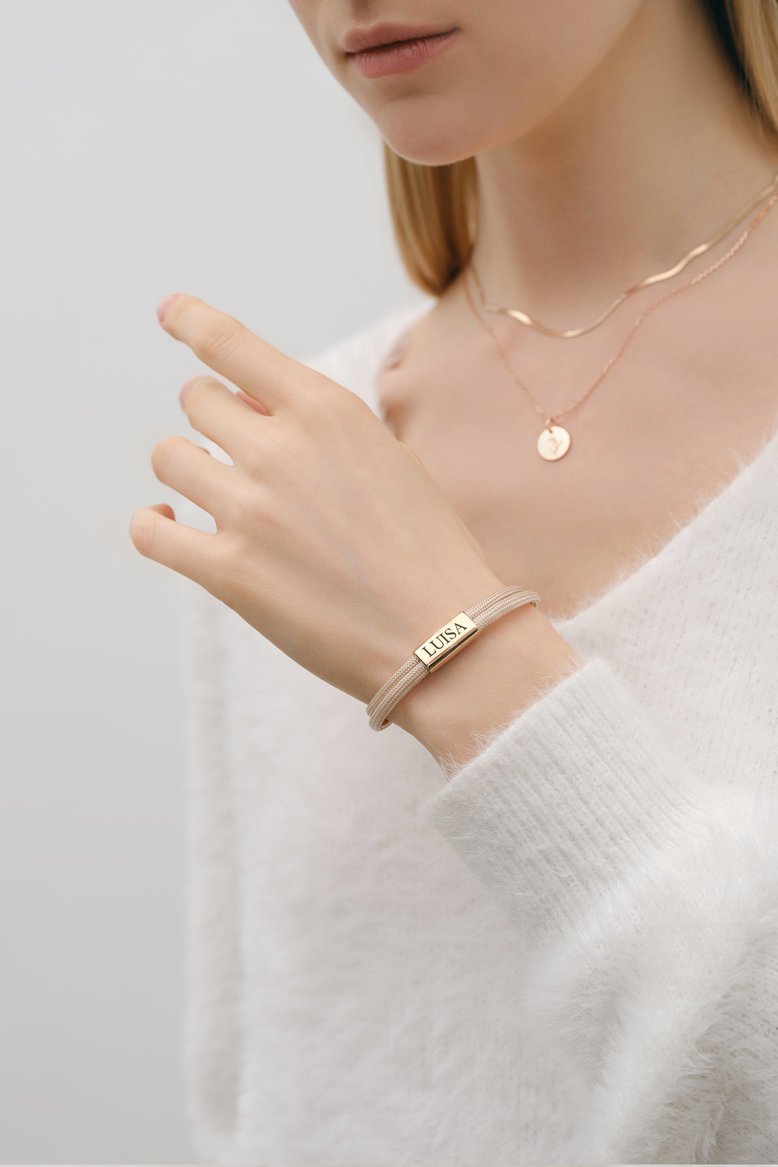 Segeltau Armband mit Wunschgravur -Erdton