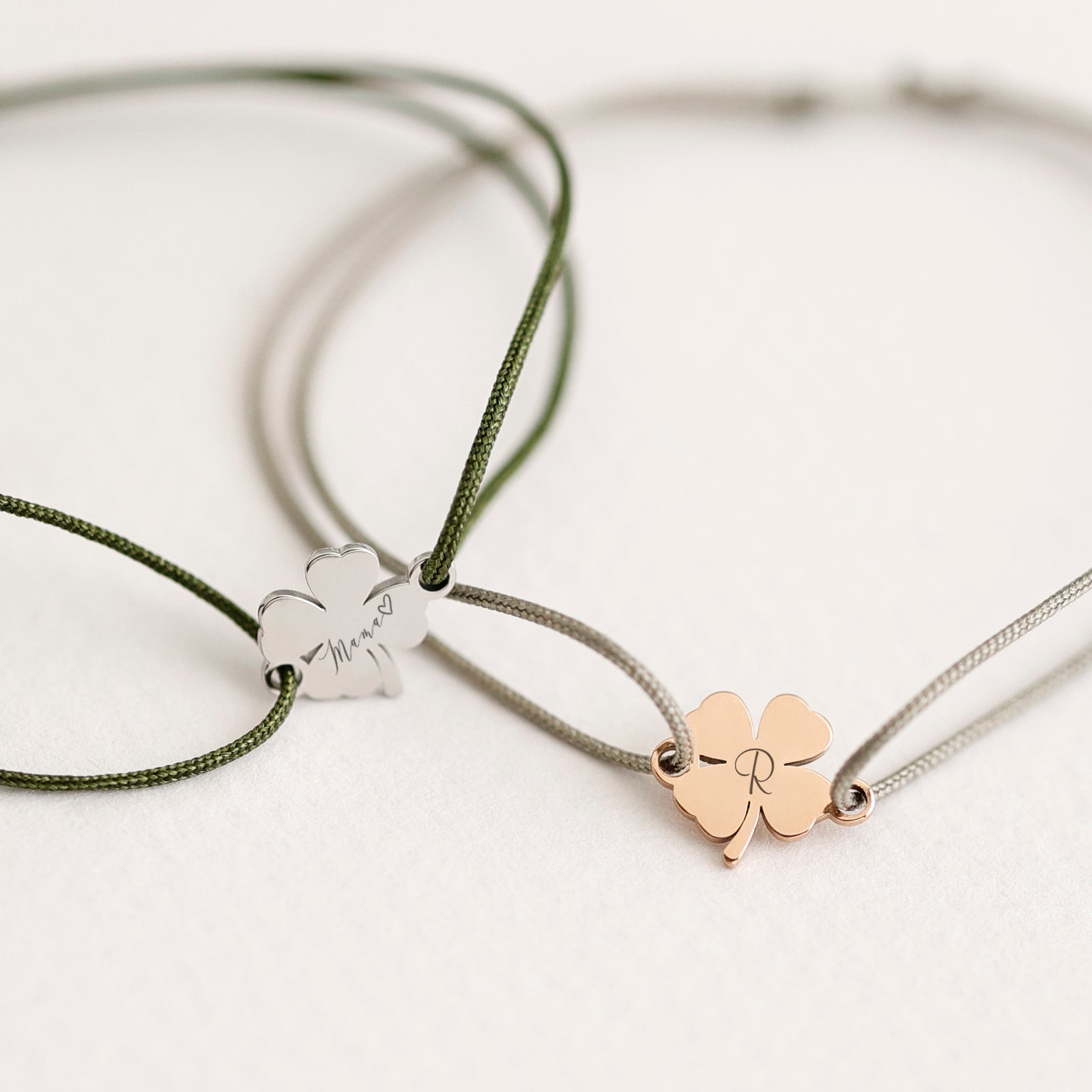 Personalisiertes Glücksbringer Armband mit Kleeblatt Damen Armband VIVIANNASCHMUCK