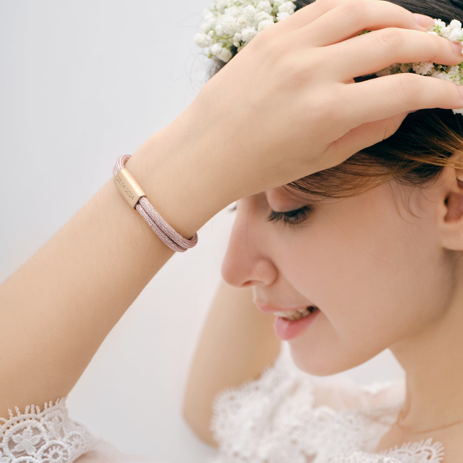 Glitzer Segeltau Armband mit Gravur - Geschenk zur Konfirmation mit Karte