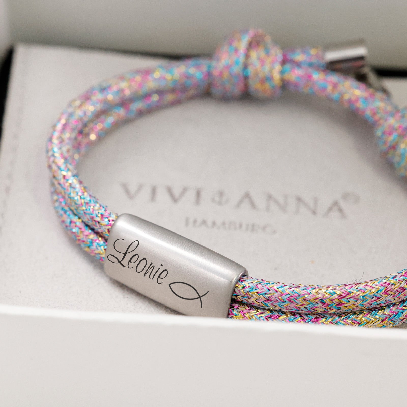 Girls Sailing Rope Glitter Bracelet - Communion Gift with Card