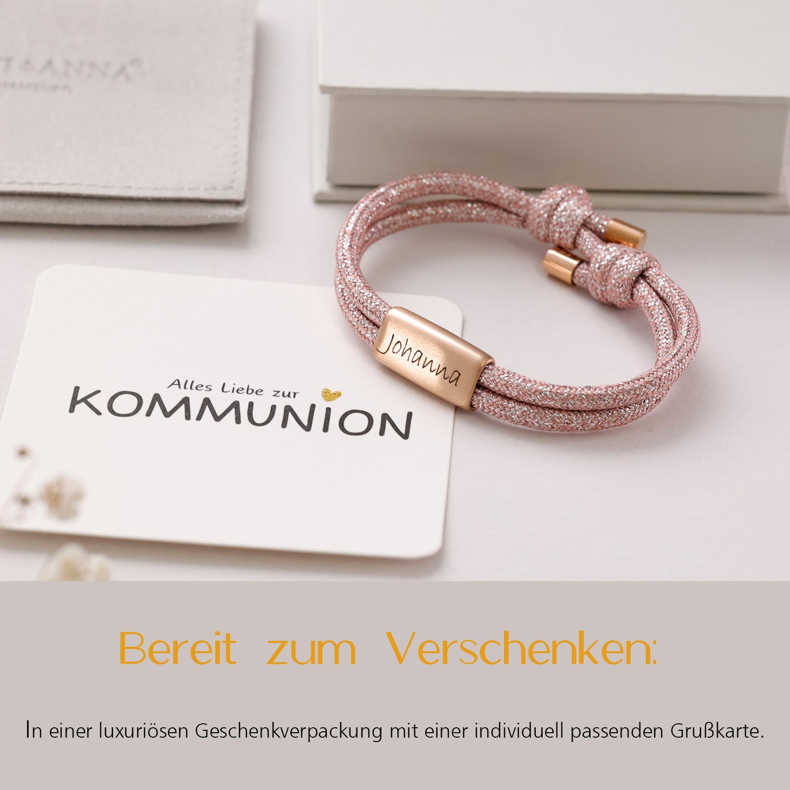 Girls Sailing Rope Glitter Bracelet - Communion Gift with Card