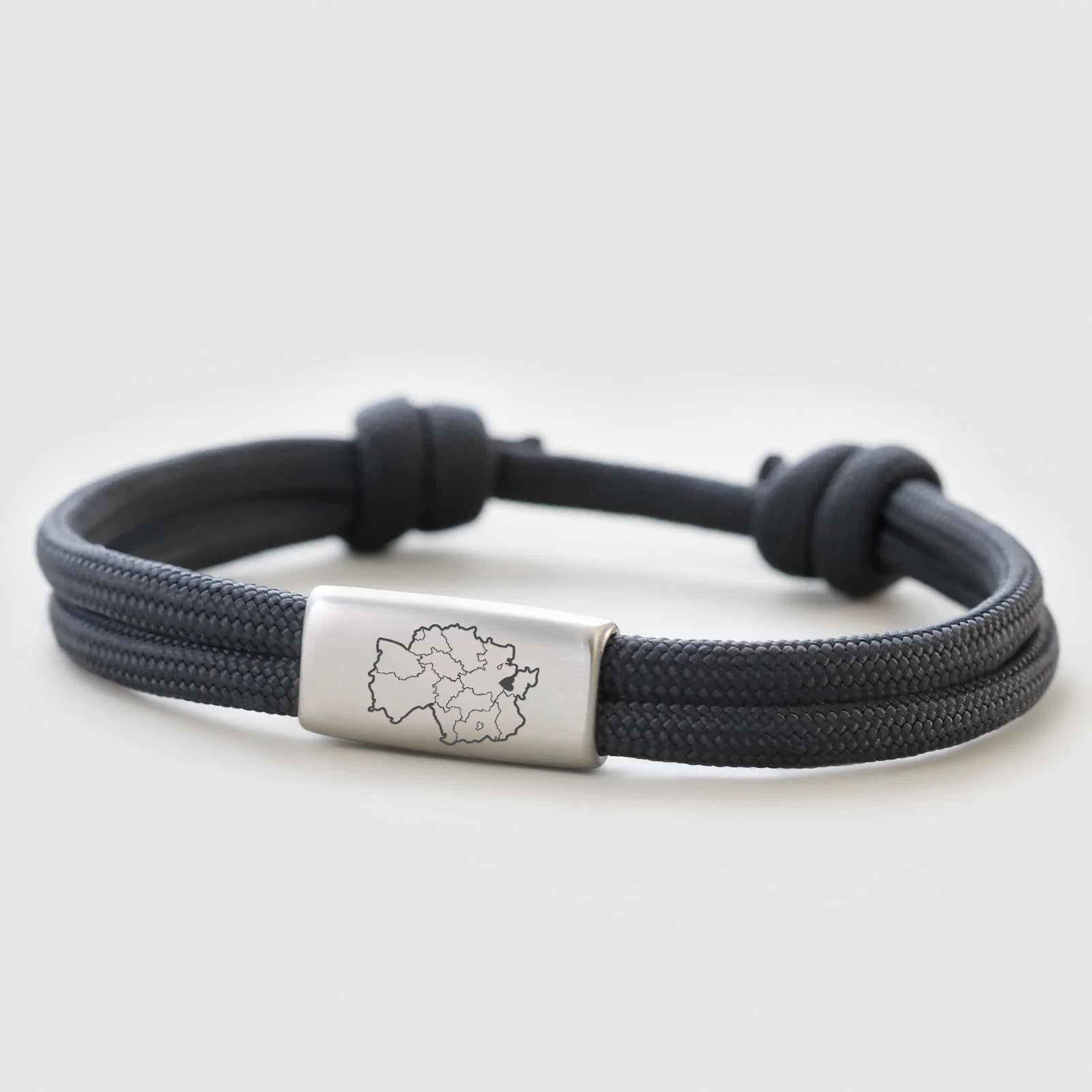 Personalisiertes Segeltau Armband Herren – Lieblingsort als Landkarte & Koordinaten