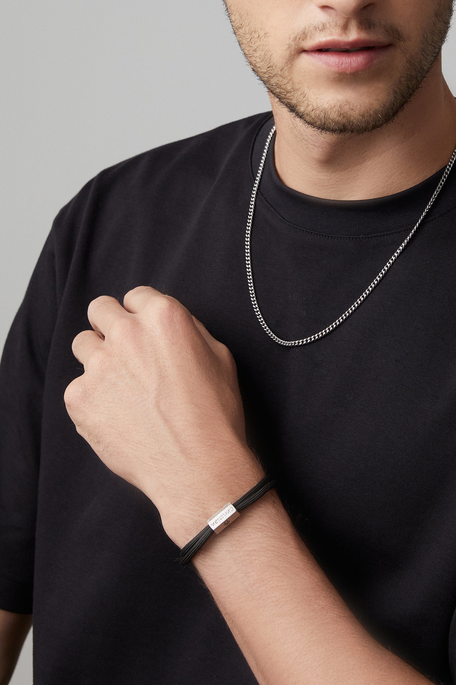 Herrenarmband aus Segeltau mit 6-seitiger Gravurperle Herren Armband VIVIANNASCHMUCK