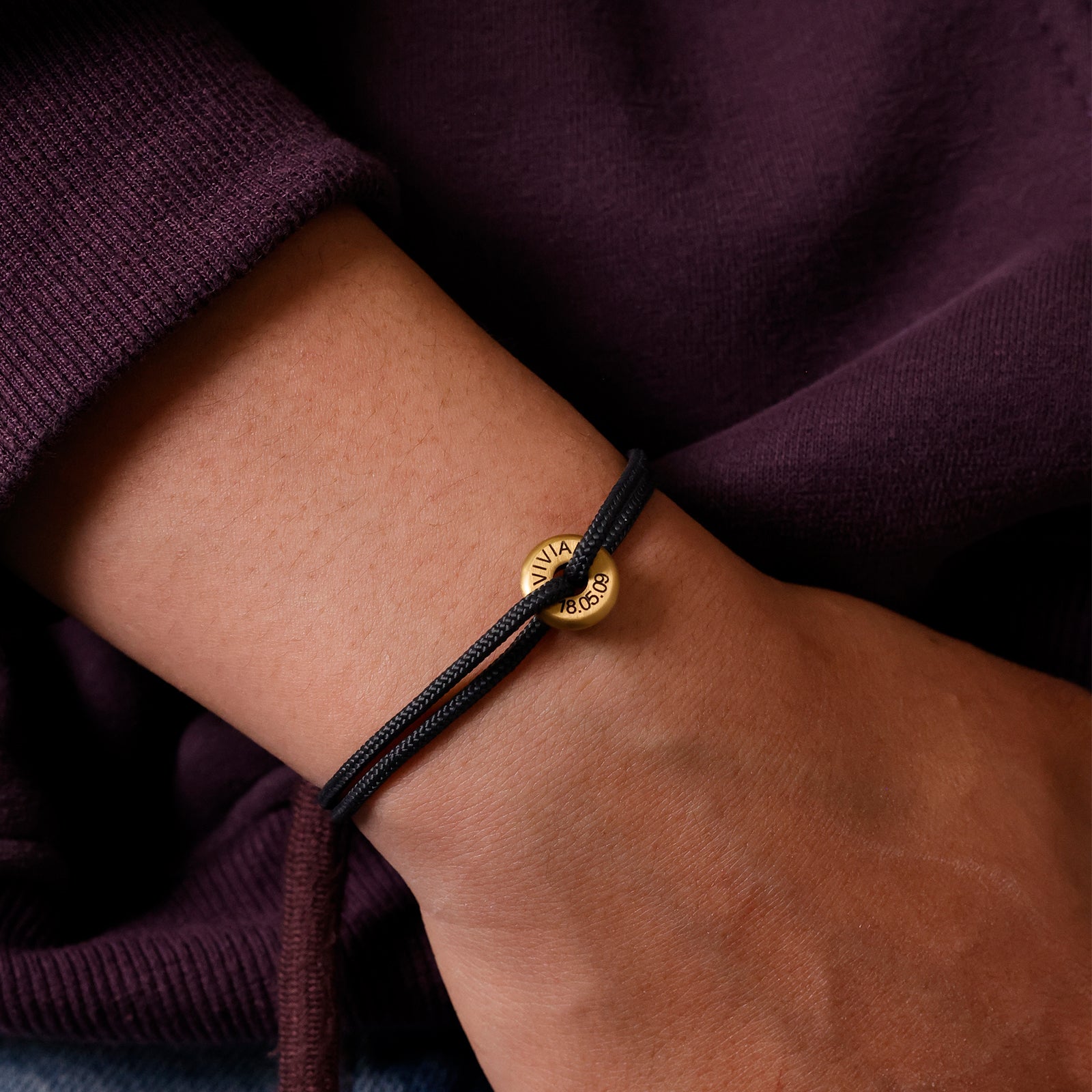 Personalized Nautical Rope Donut Bracelet - Gold