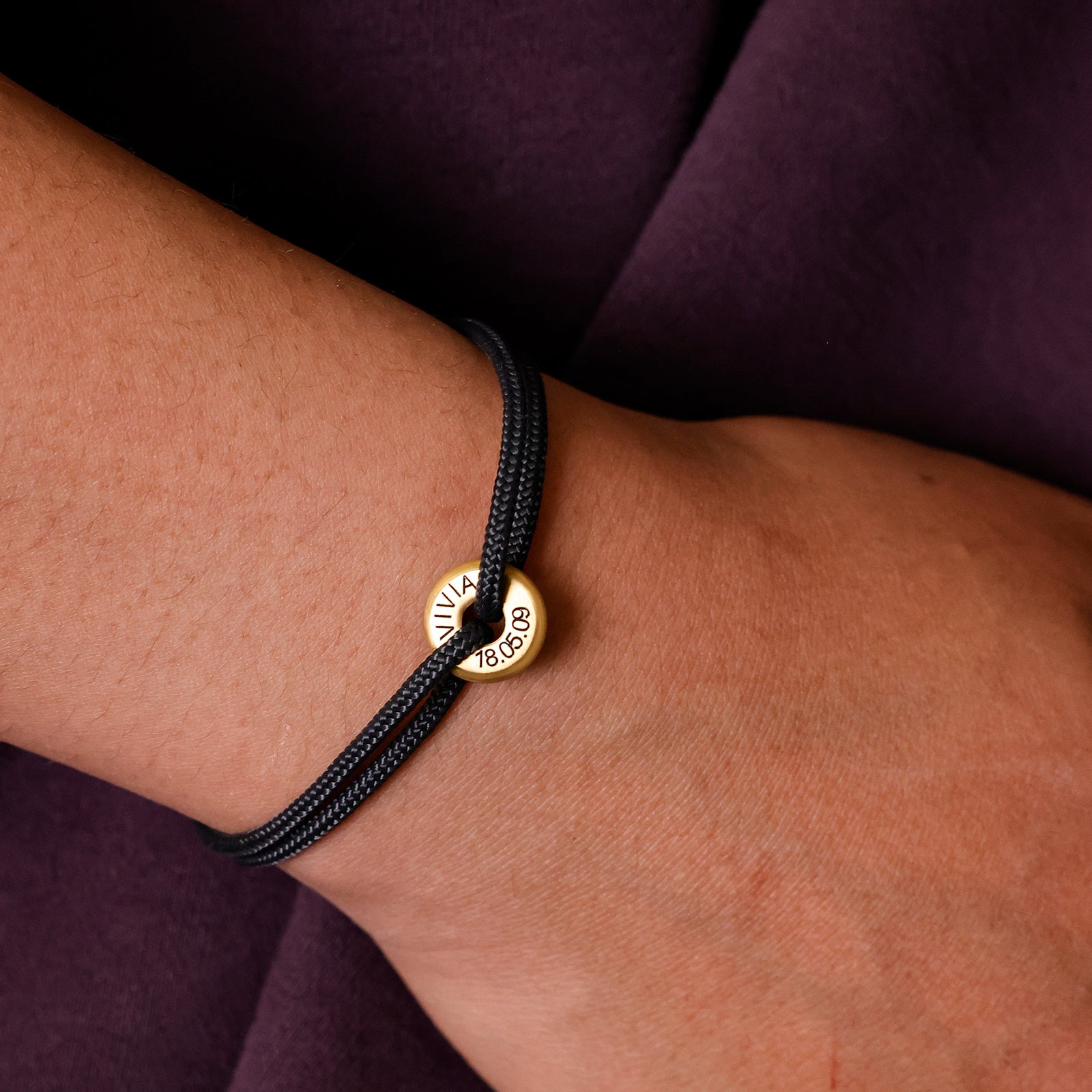 Personalisiertes Segeltau Donut Armband - Gold