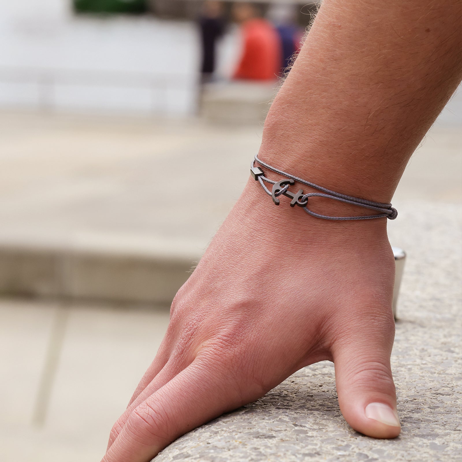 Ankerhaken Nylon Armband mit Gravur für Männer