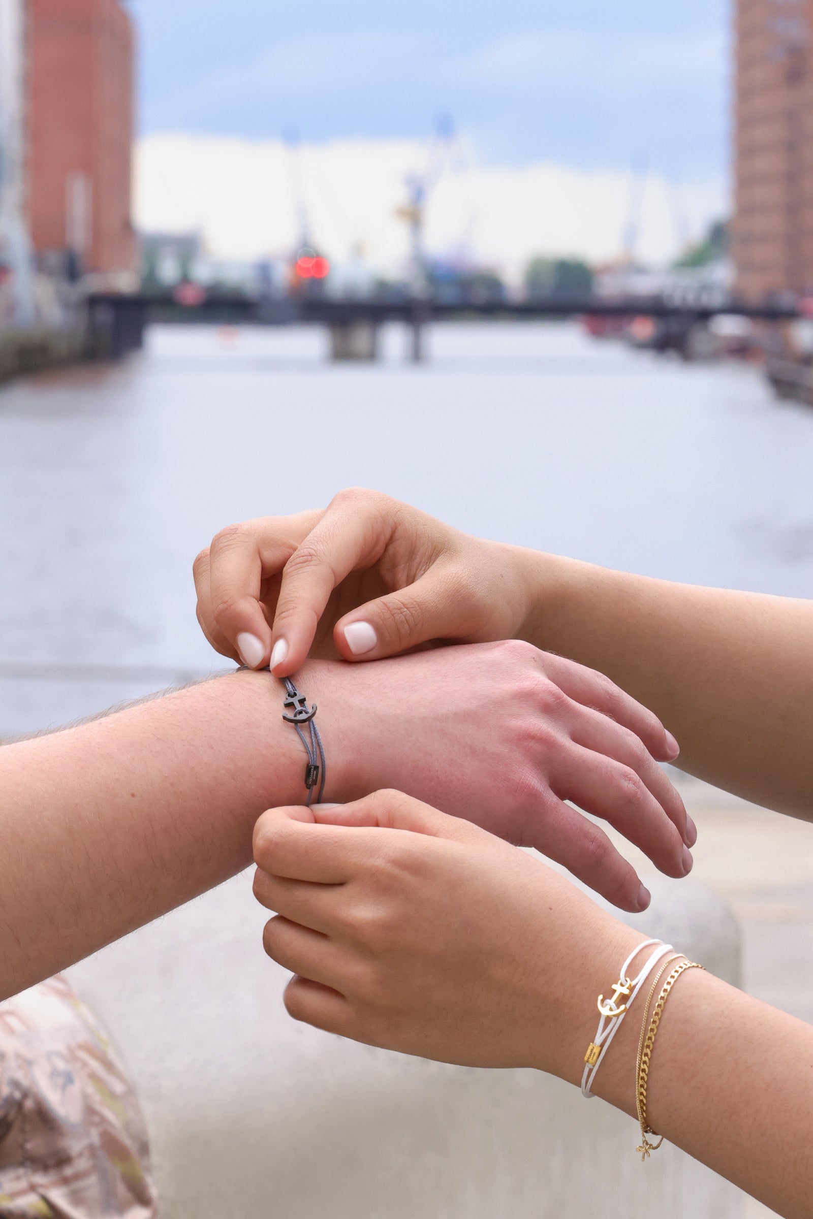 Ankerhaken Nylon Armband mit Gravur für Männer