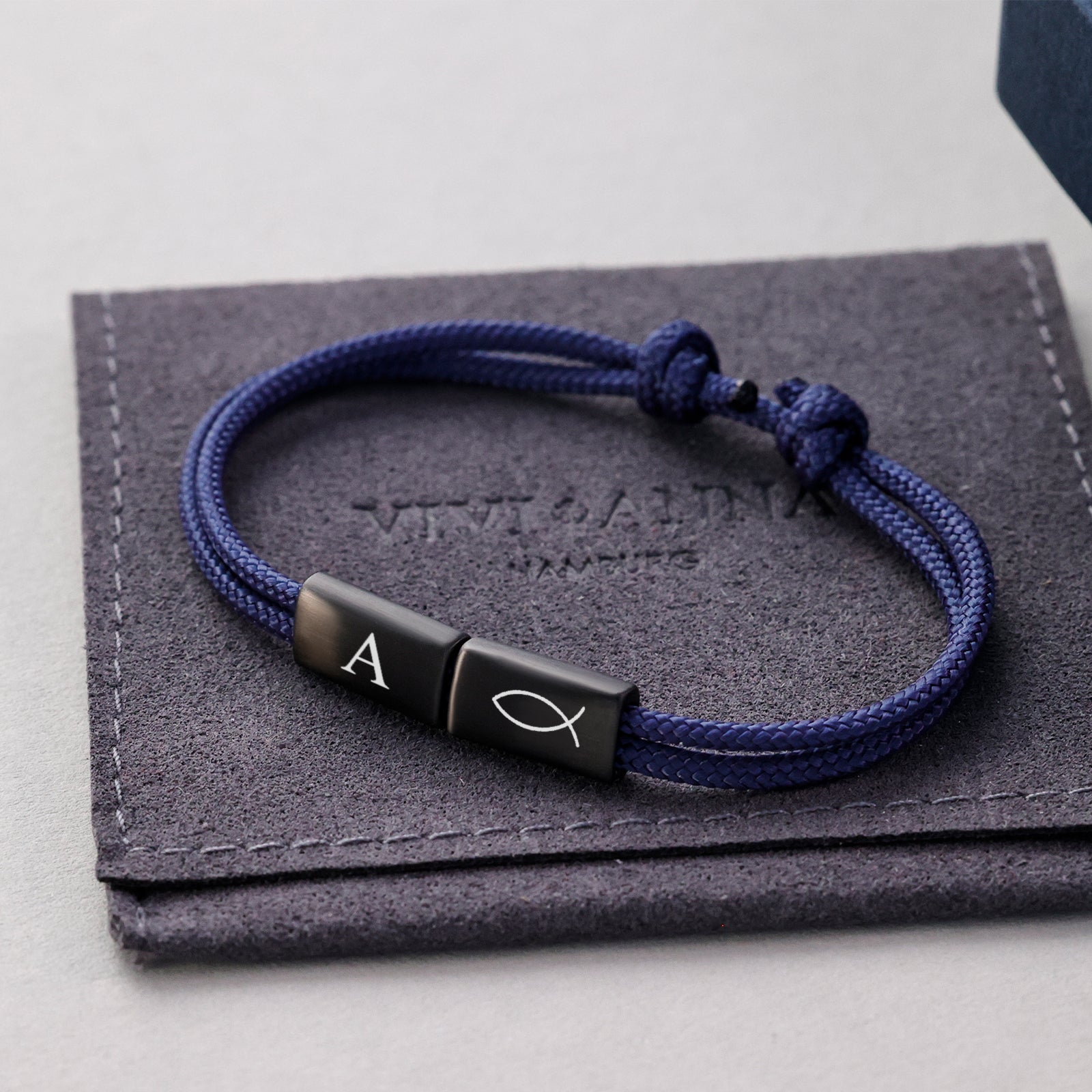 Segeltau Armband mit Wunschgravur - Geschenk zur Konfirmation oder Kommunion mit Karte