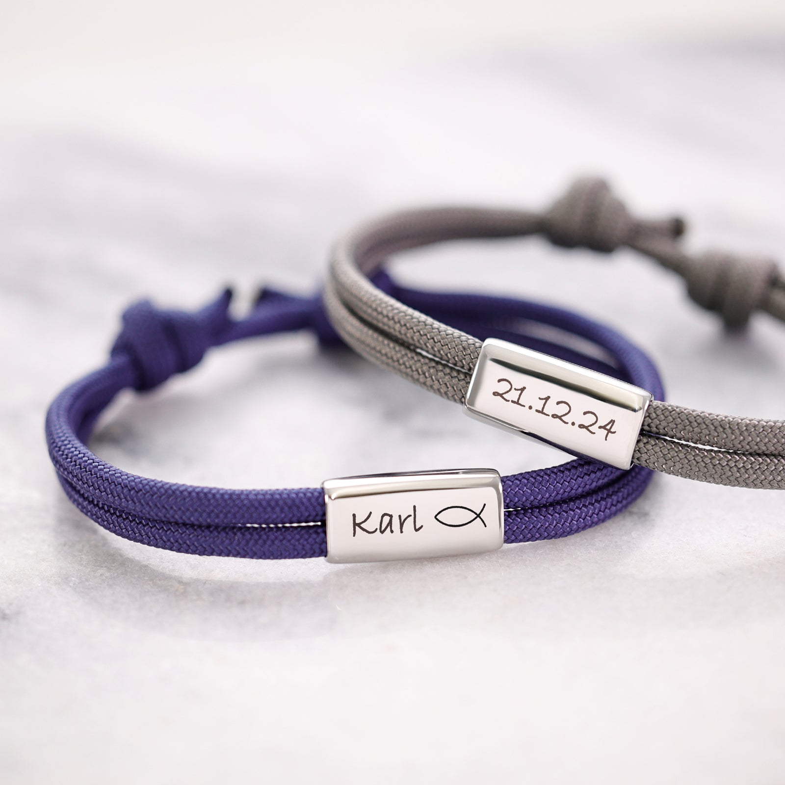 Personalisiertes Segeltau Armband mit Gravur - Geschenke zur Kommunion mit Karte Kinder Armband VIVIANNASCHMUCK