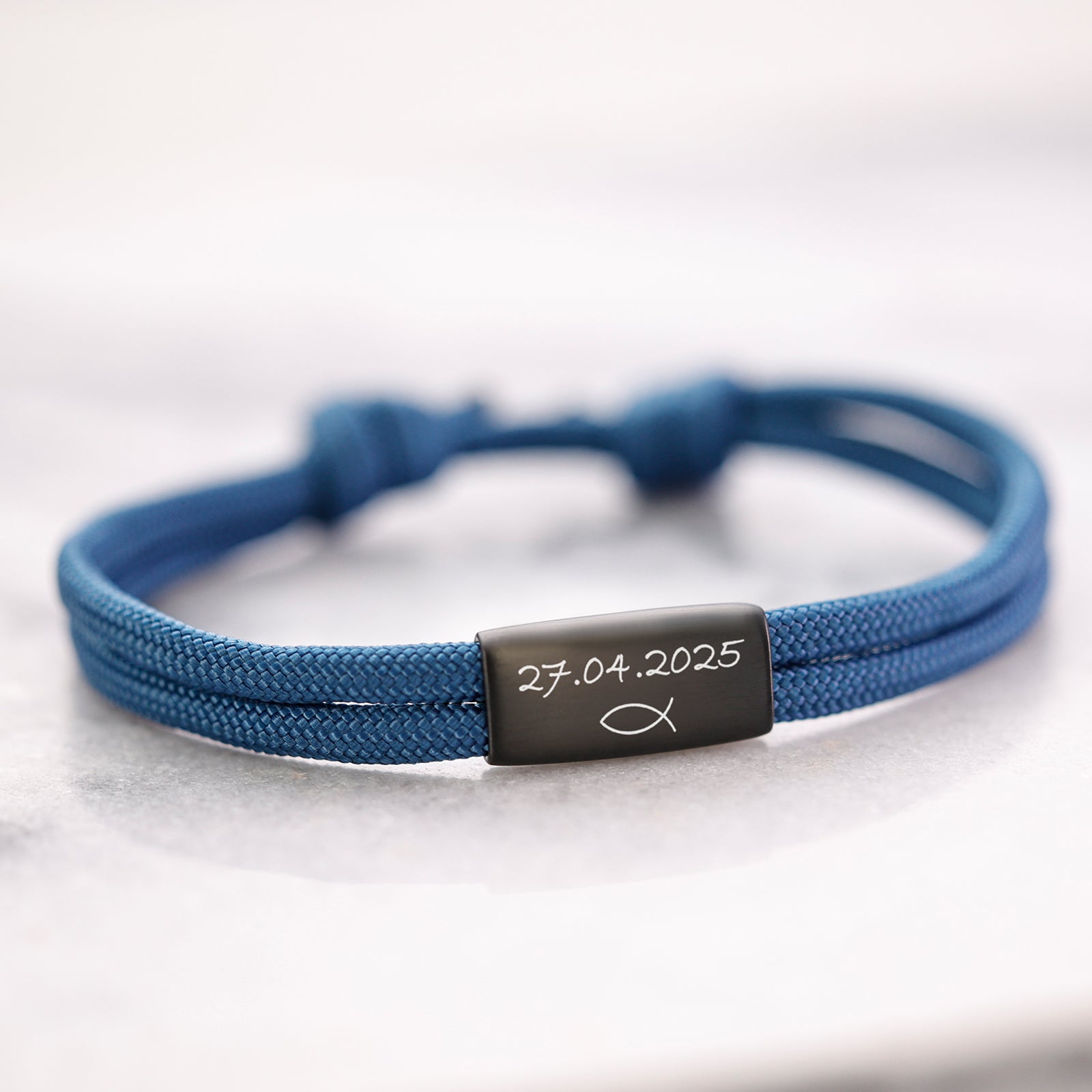 Personalisiertes Segeltau Armband mit Gravur - Geschenk zur Konfirmation mit Karte