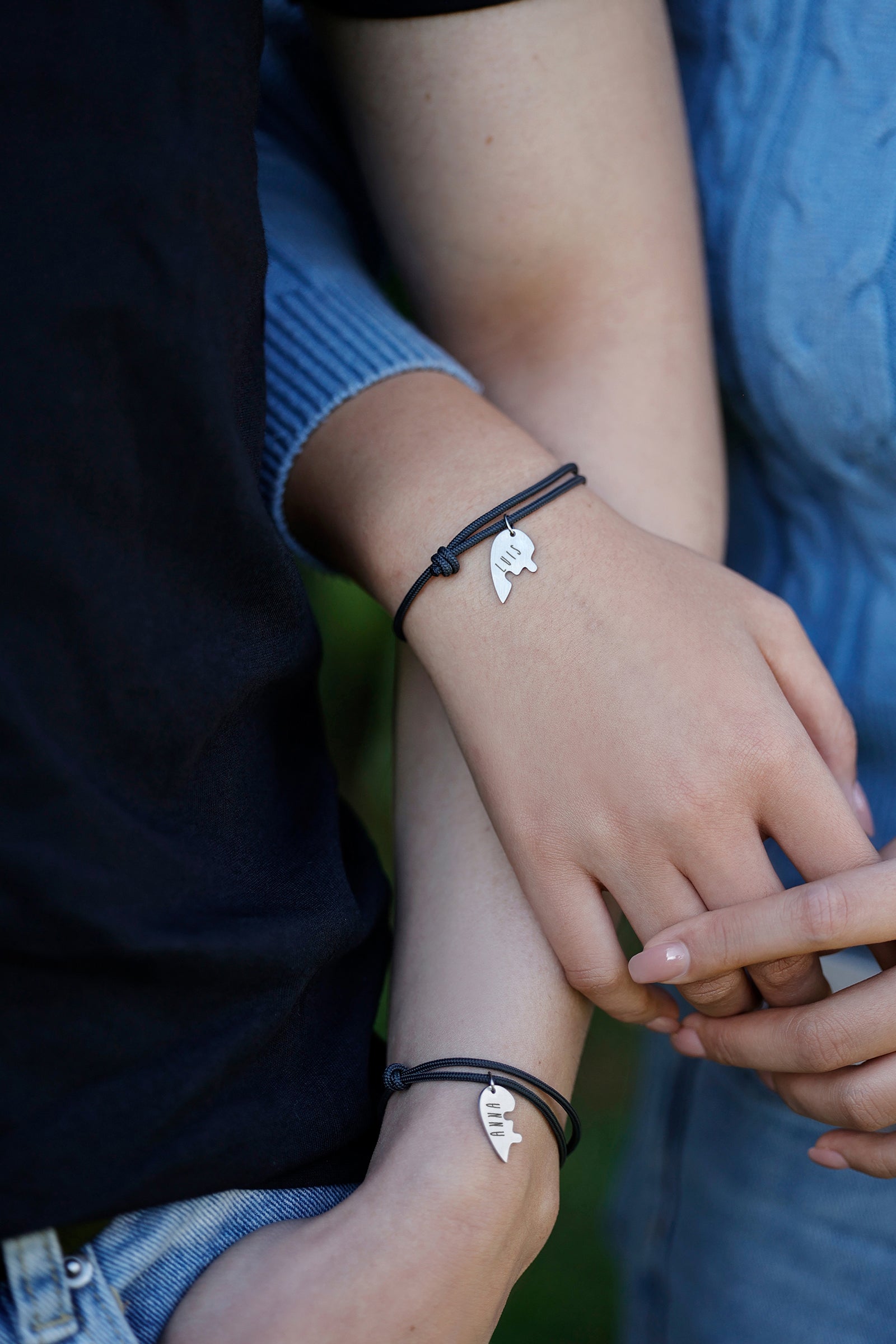 Herzpuzzle Armband 2er-Set – personalisierbares Partnerarmband