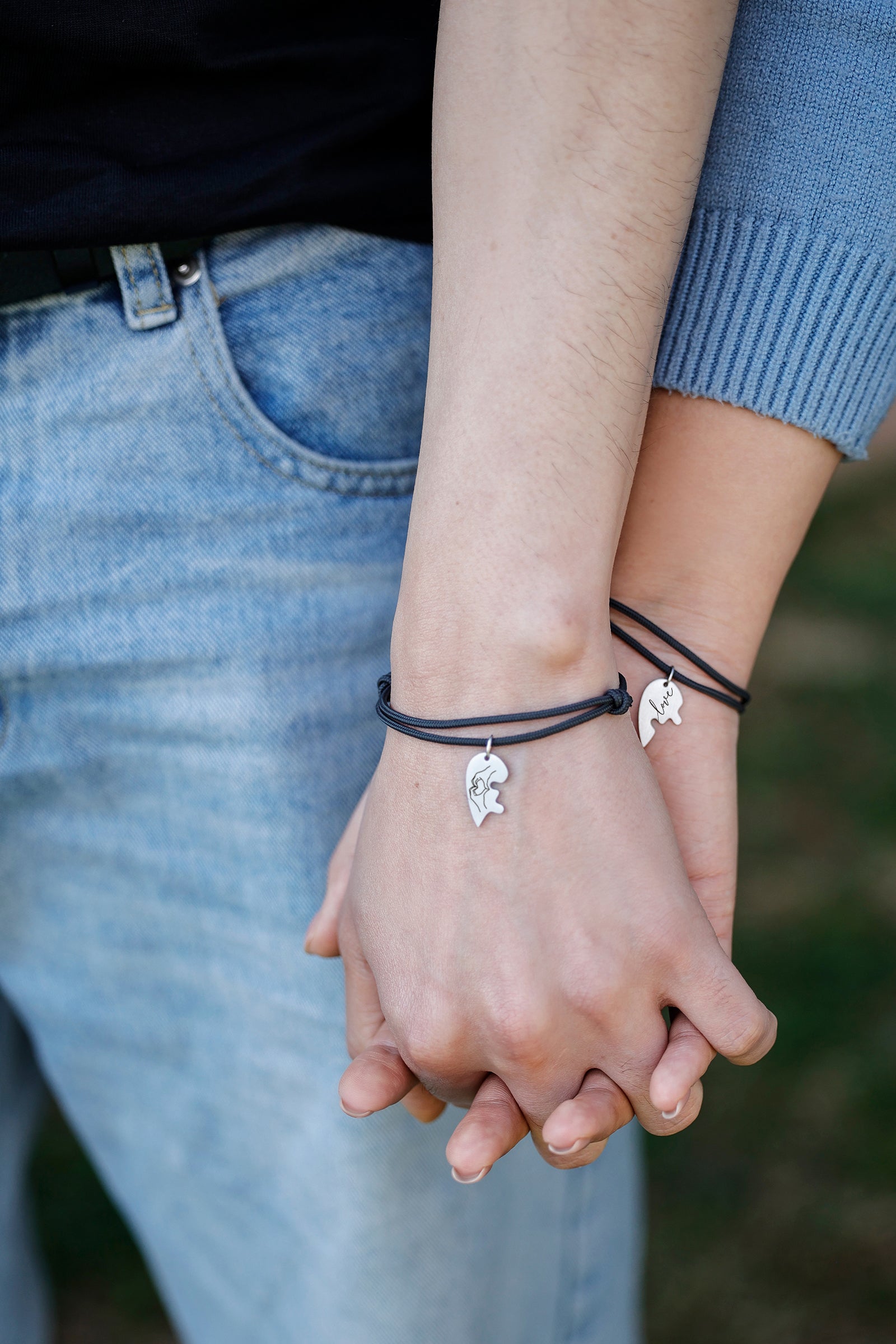 Herzpuzzle Armband 2er-Set – personalisierbares Partnerarmband