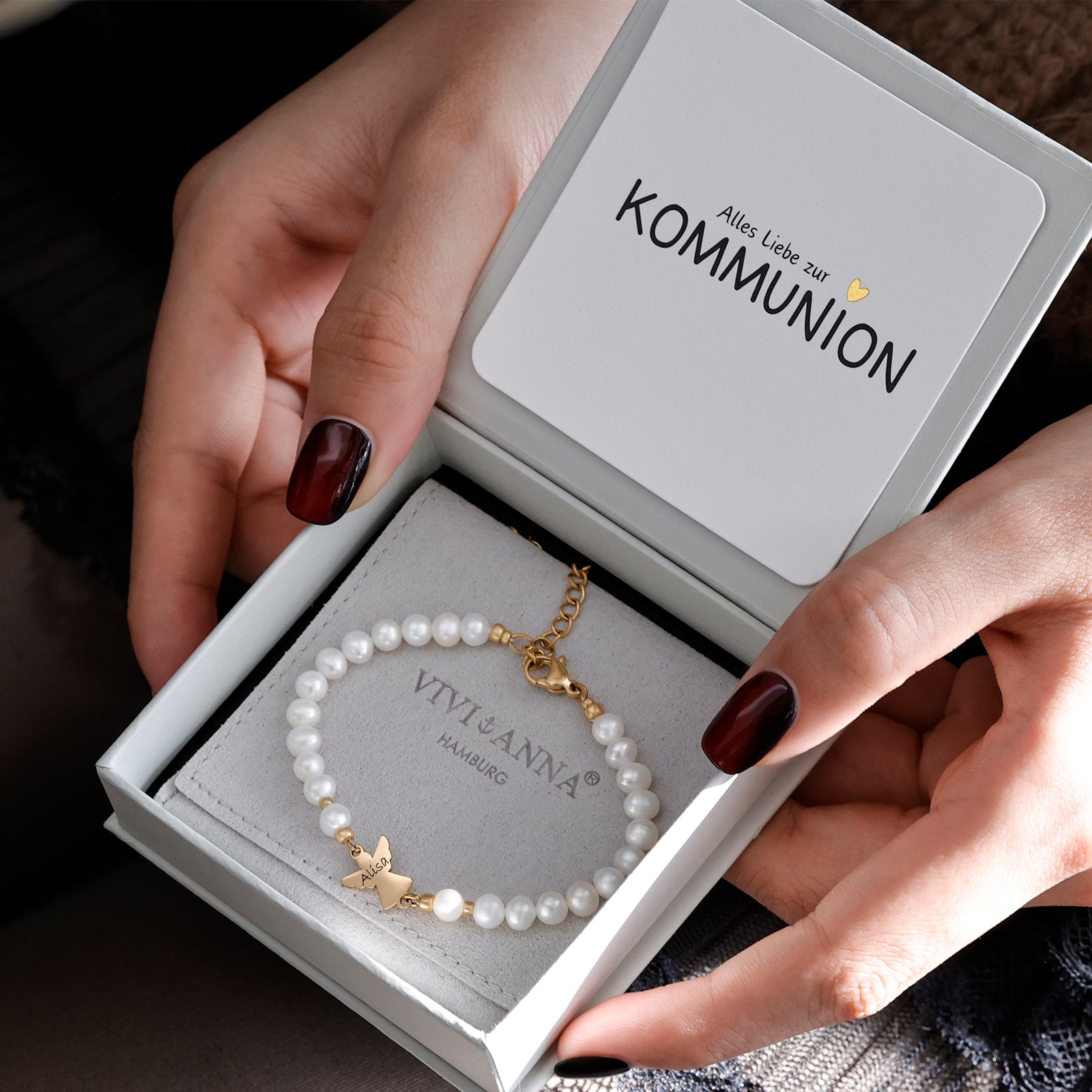 Engel Armband mit Süßwasserperlen Kinder Armband VIVIANNASCHMUCK