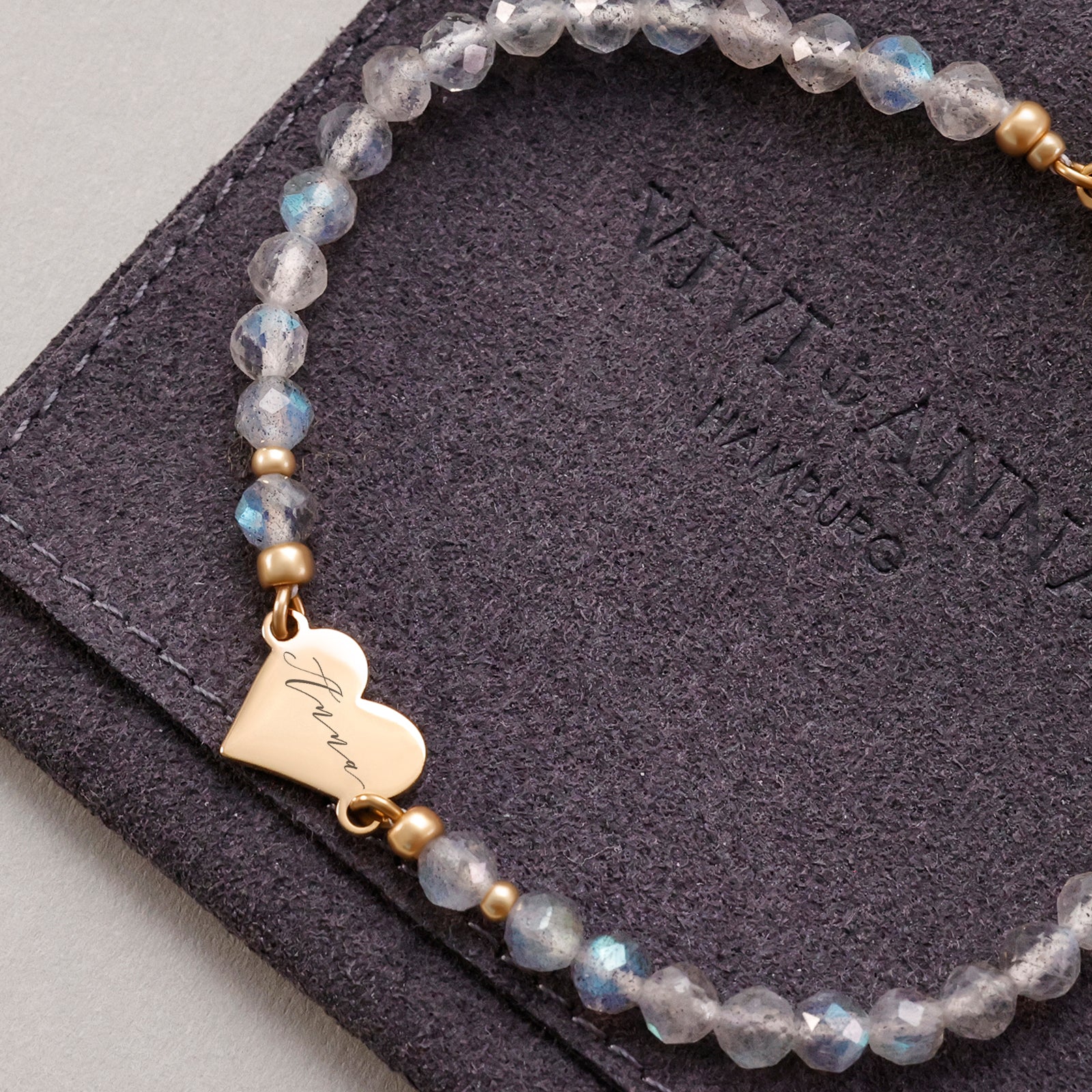 Labradorit Armband mit Herzanhänger