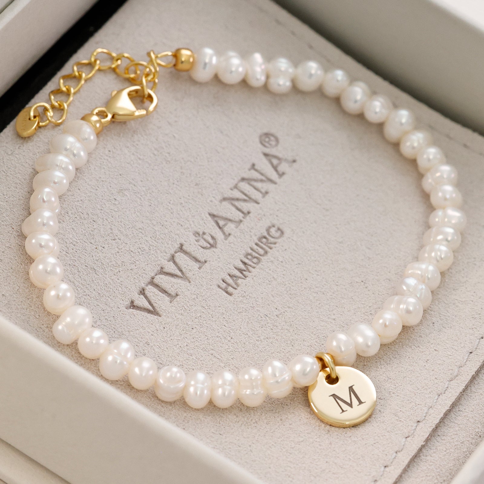 Süßwasserperlen Armband mit Personalisierbarem Anhänger - 925er Sterling Silber