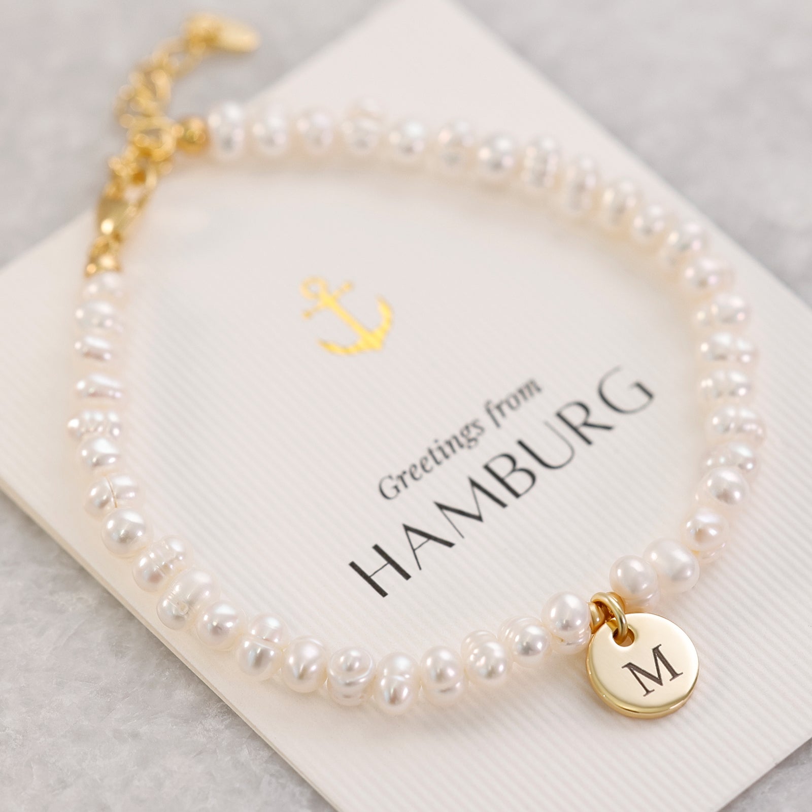 Süßwasserperlen Armband mit Personalisierbarem Anhänger - 925er Sterling Silber