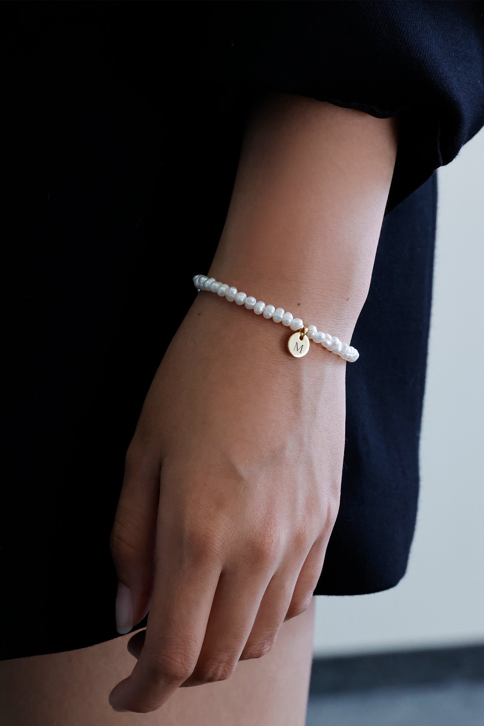 Süßwasserperlen Armband mit Personalisierbarem Anhänger - 925er Sterling Silber