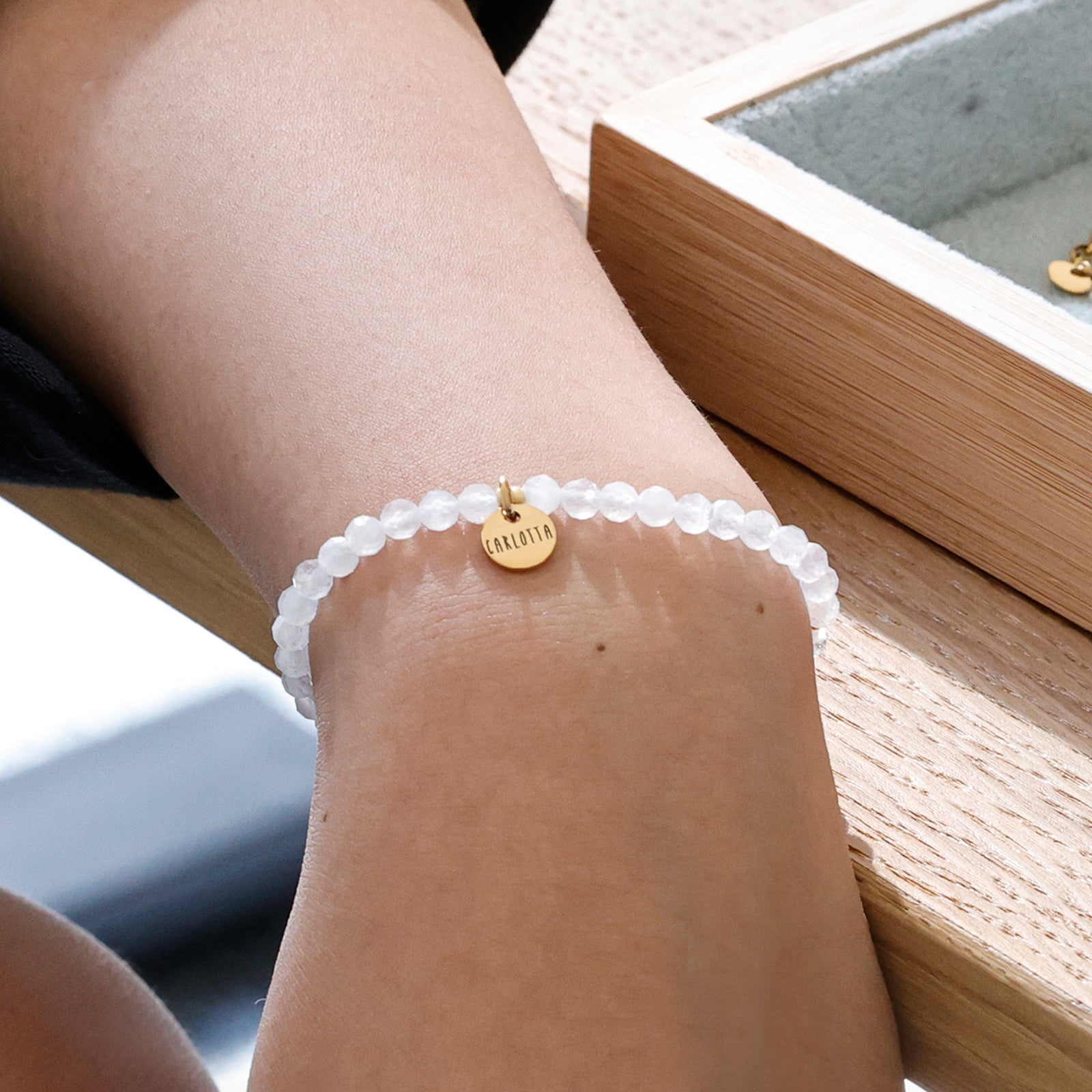 Mondstein Armband mit Wunschgravur - 925er Sterling Silber