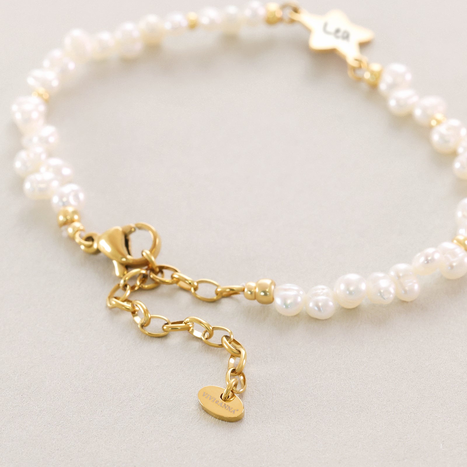 Personalized protective bracelet with guardian angel & freshwater pearls