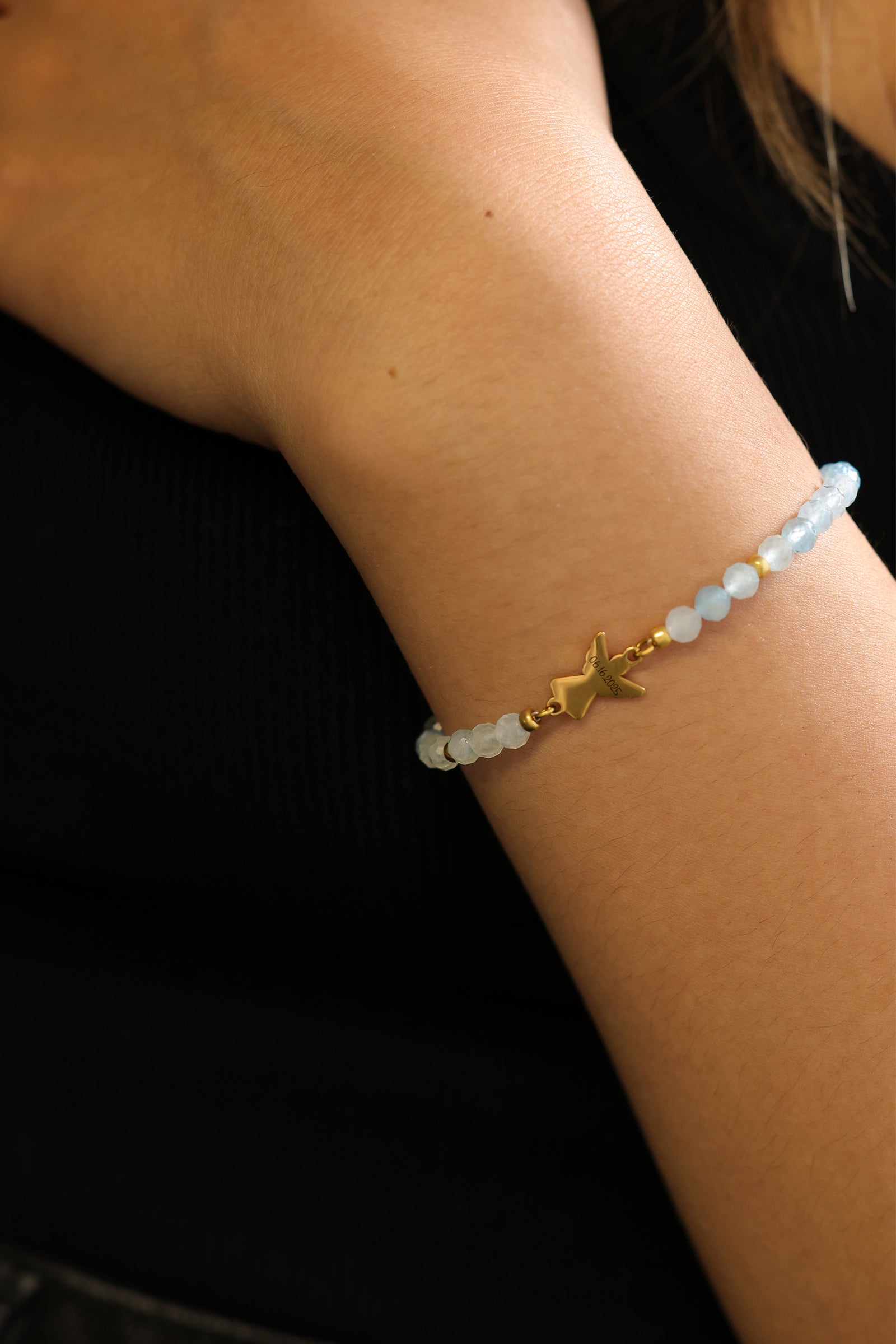 Aquamarin Armband mit Engelanhänger