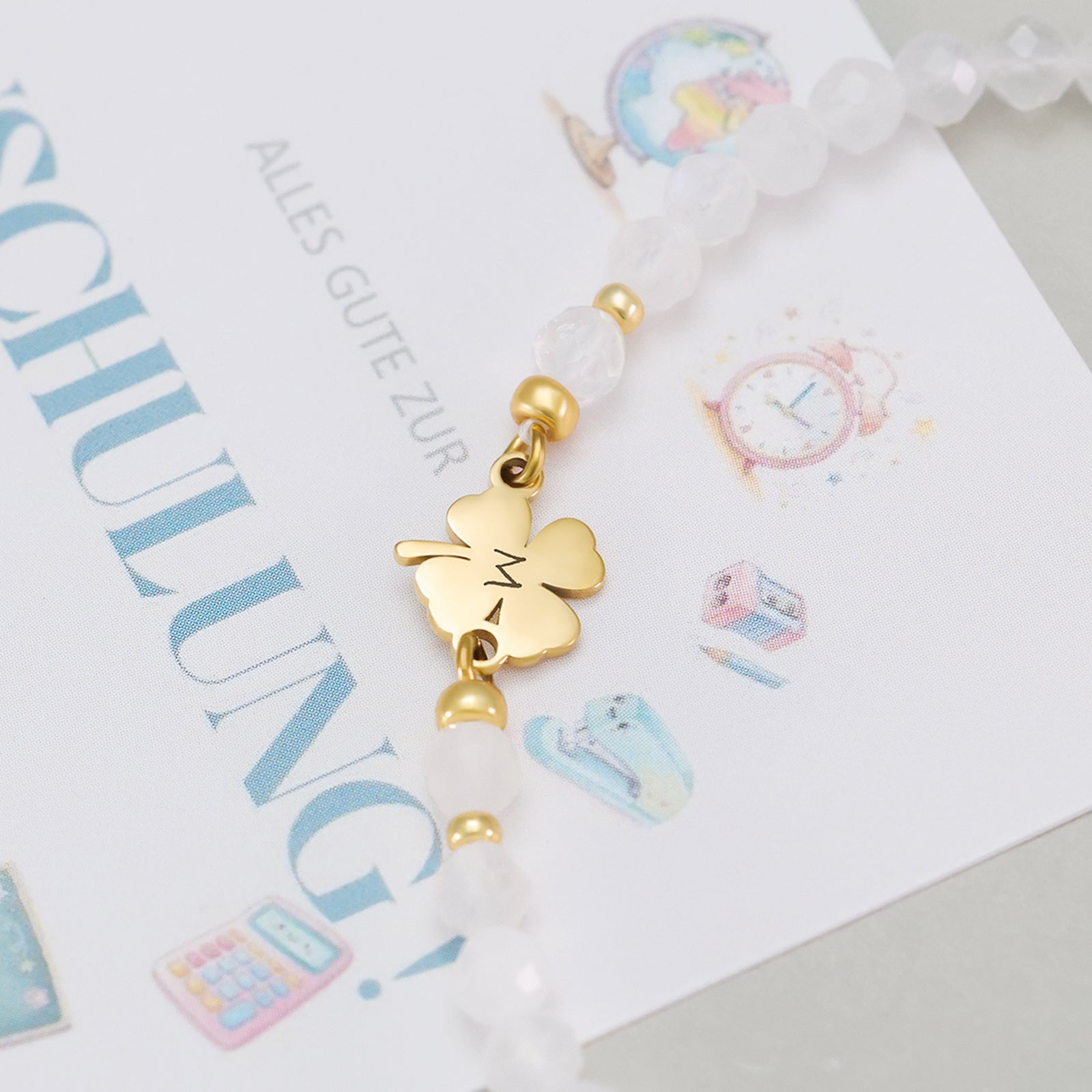 Heart bracelet with moonstone - gift for mom with card