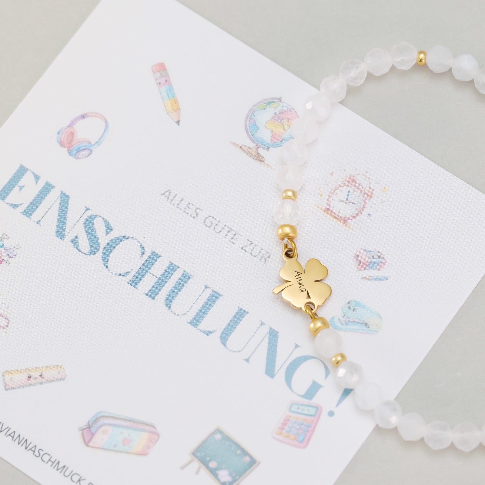 Heart bracelet with moonstone - gift for mom with card