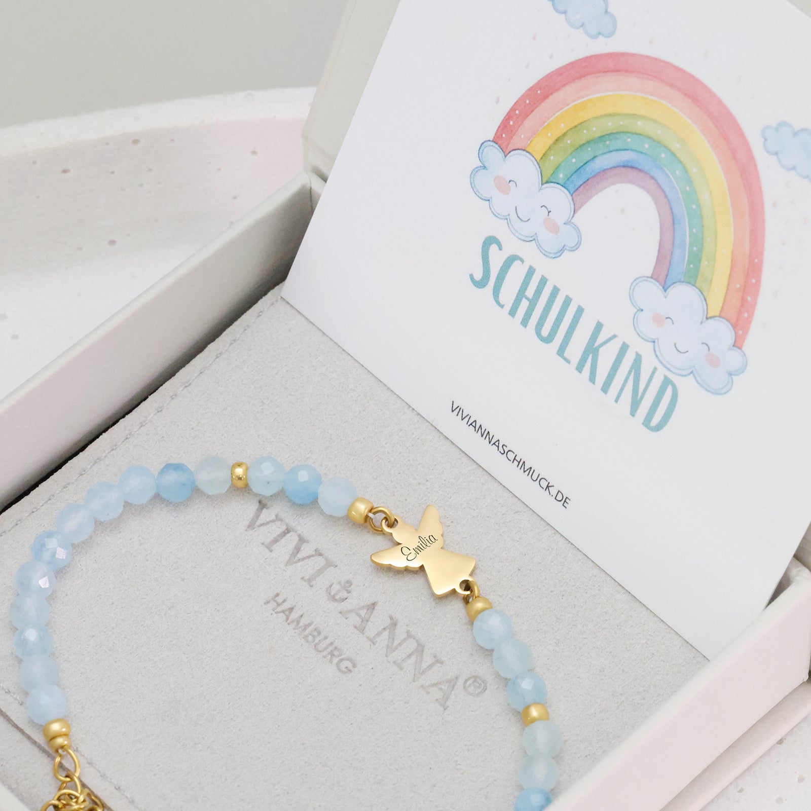 Personalized protective bracelet with guardian angel & freshwater pearls