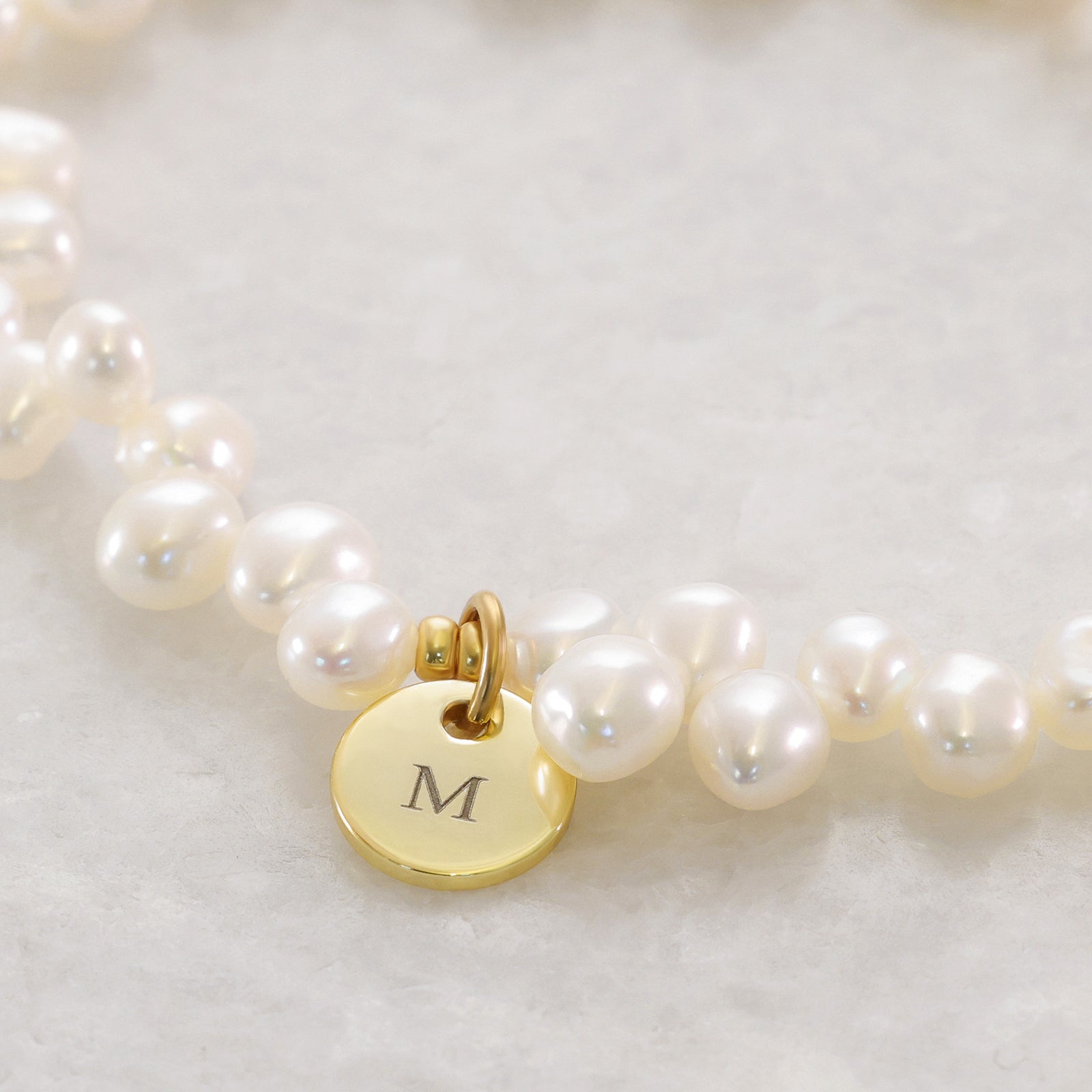 Süßwasserperlen Armband mit Gravur-Plättchen - 925er Sterling Silber Damen Armband VIVIANNASCHMUCK