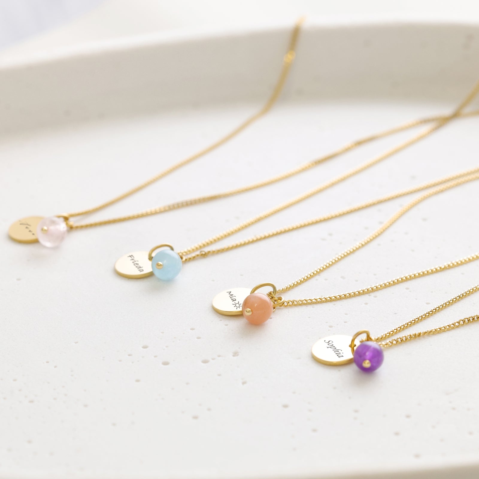 Natural Stone Hammered Necklace - 925 Sterling Silver