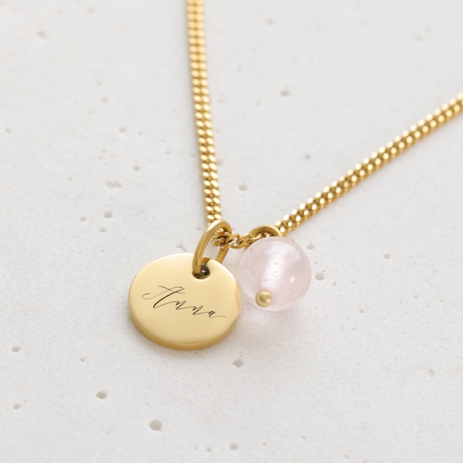 Natural Stone Hammered Necklace - 925 Sterling Silver