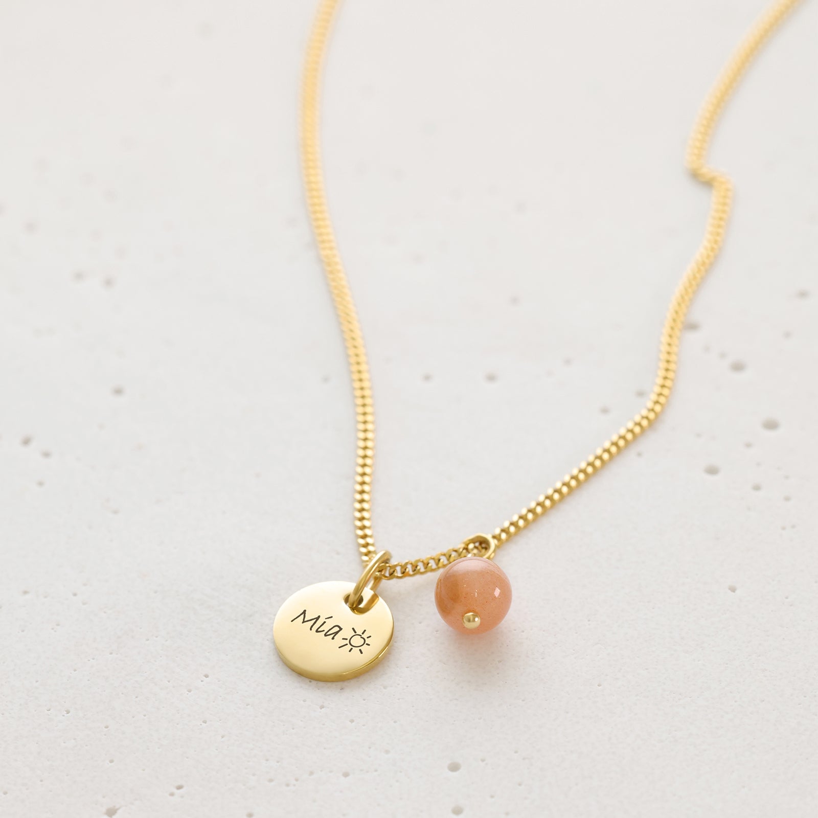 Natural Stone Hammered Necklace - 925 Sterling Silver