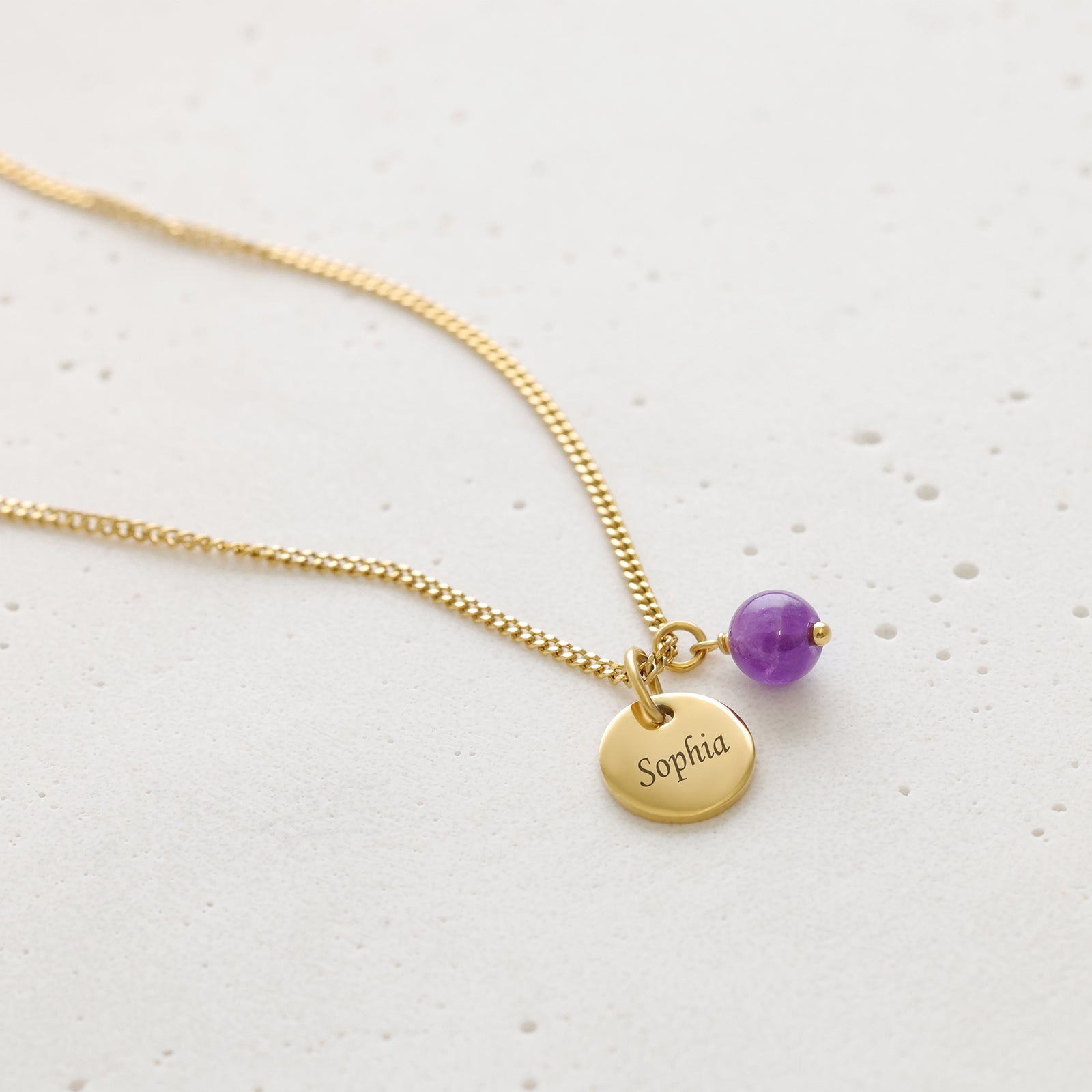 Natural Stone Hammered Necklace - 925 Sterling Silver