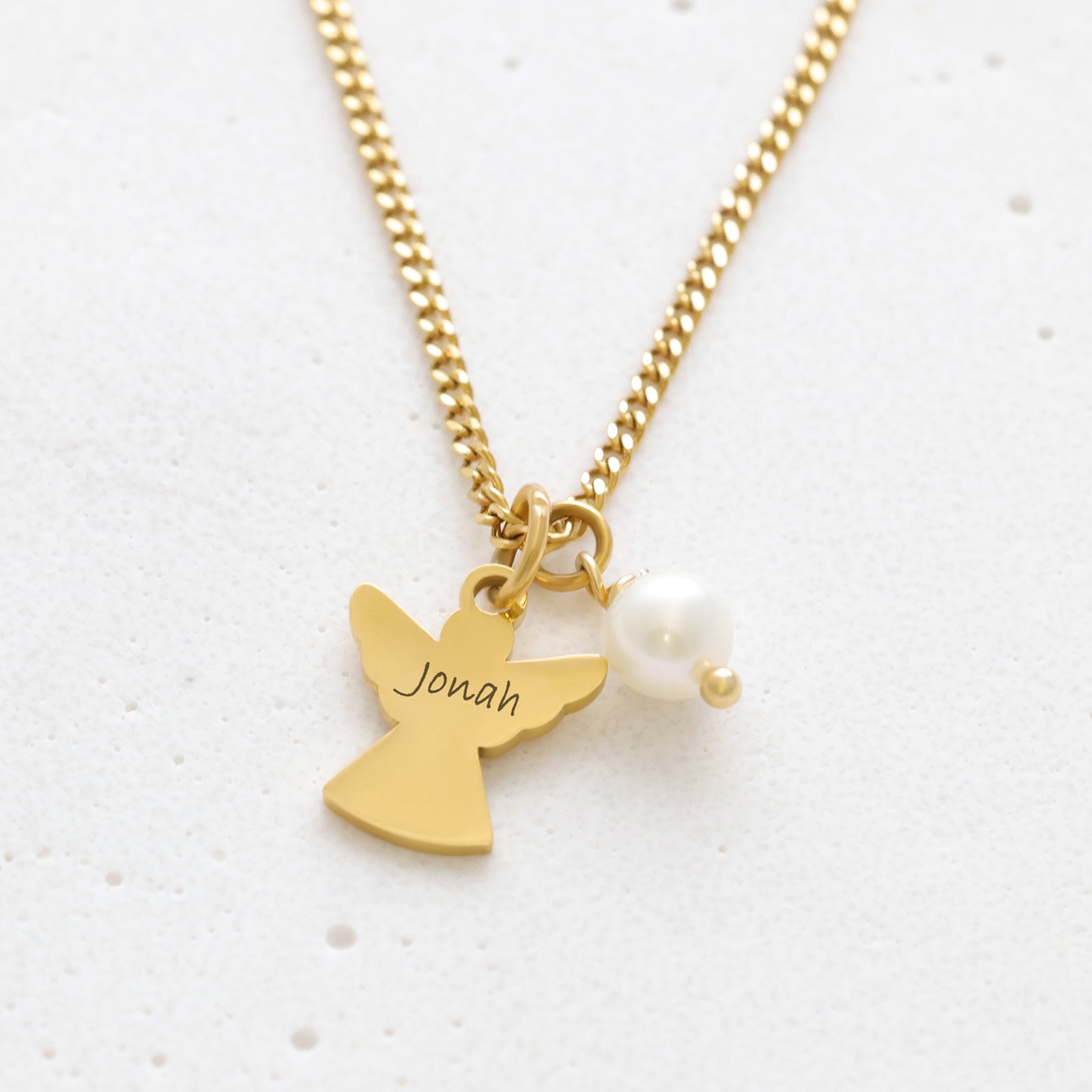 Schutzengel Perlenkette mit Gravur