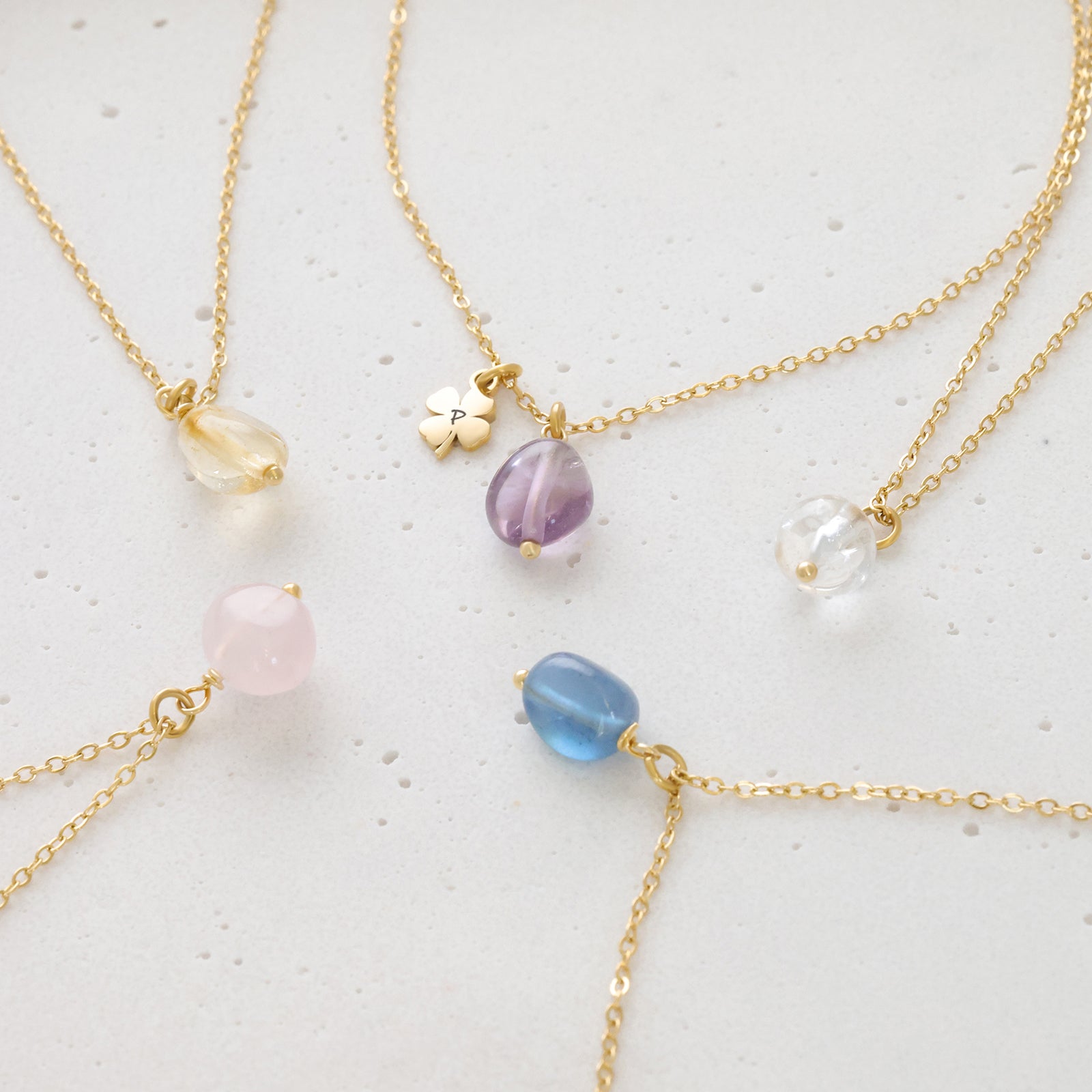 Natural Stone Hammered Necklace - 925 Sterling Silver