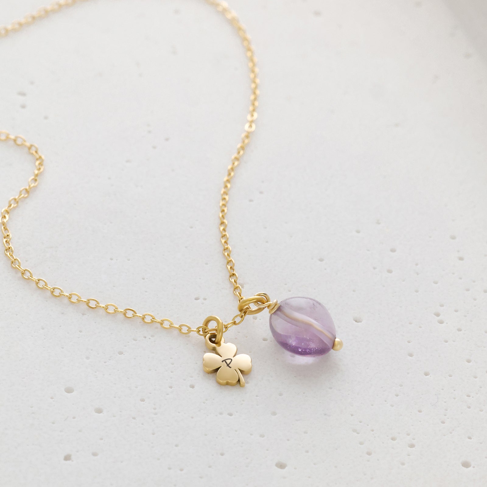 Natural Stone Hammered Necklace - 925 Sterling Silver