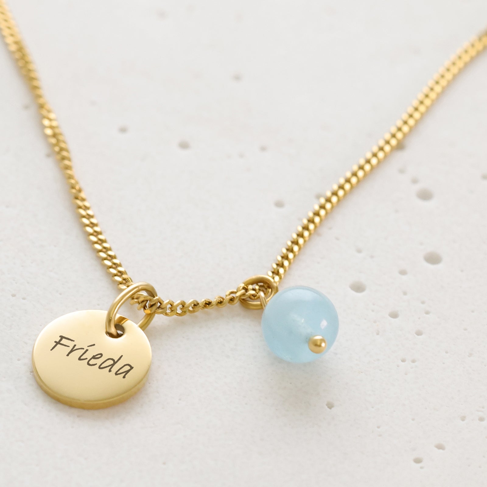 Natural Stone Hammered Necklace - 925 Sterling Silver