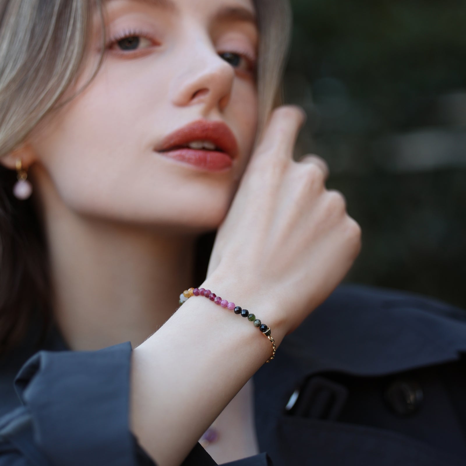 Regenbogen-Turmalin Armband - 925er Sterling Silber