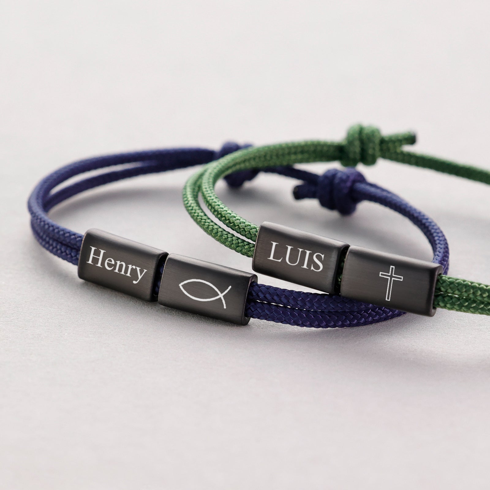 Segeltau Armband mit Gravur - Schwarz Kinder Armband VIVIANNASCHMUCK