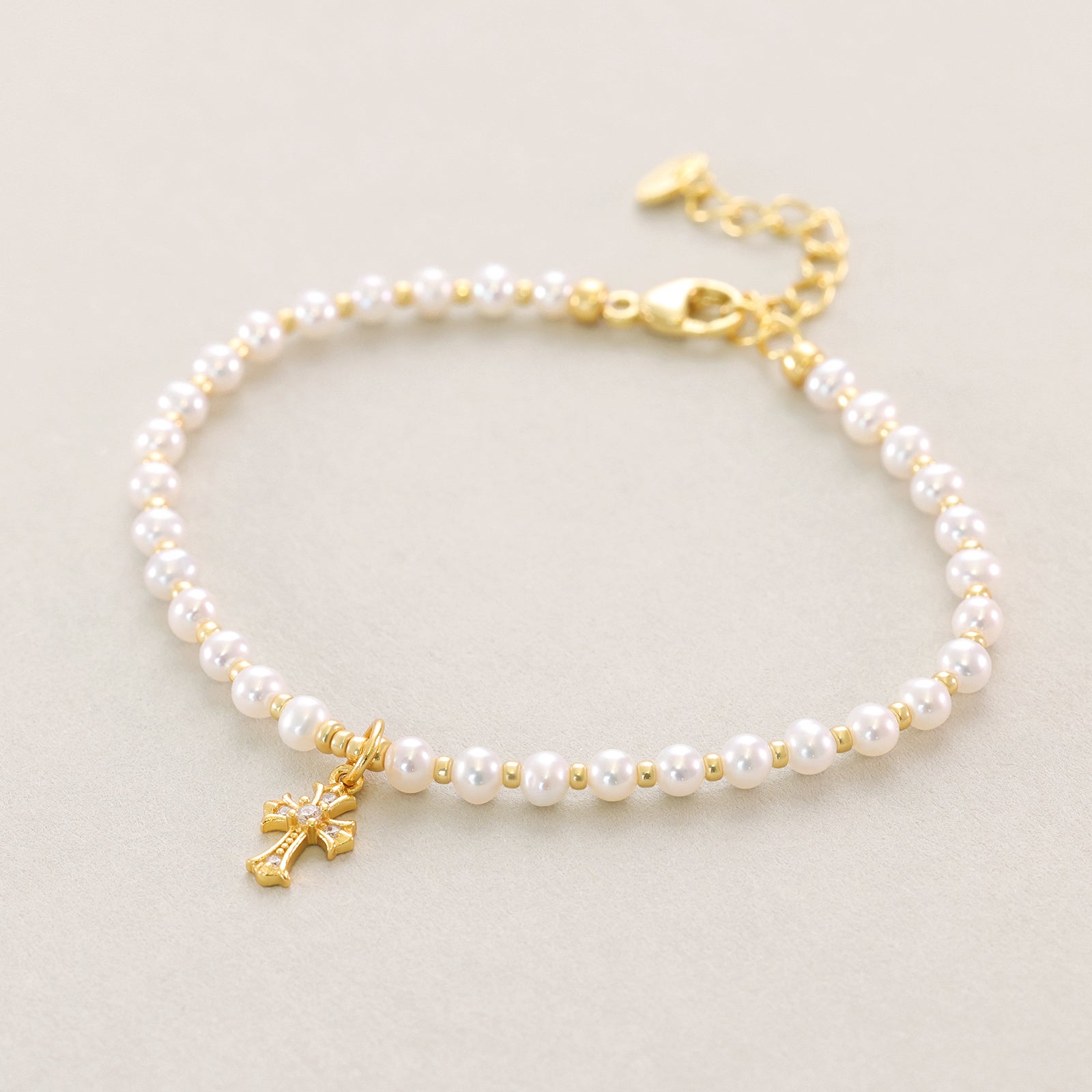 Freshwater pearl bracelet with customizable pendant - 925 sterling silver