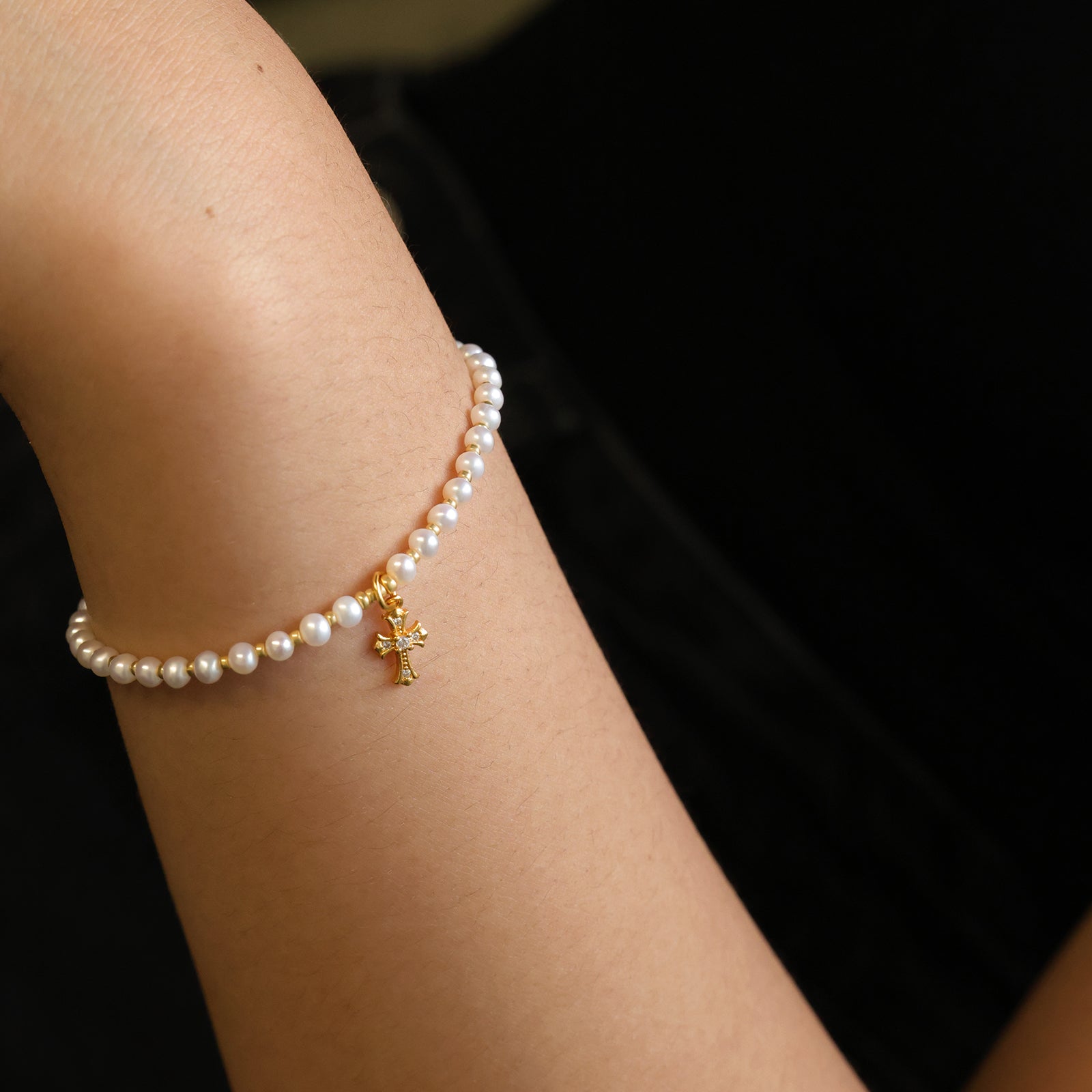 Freshwater pearl bracelet with customizable pendant - 925 sterling silver