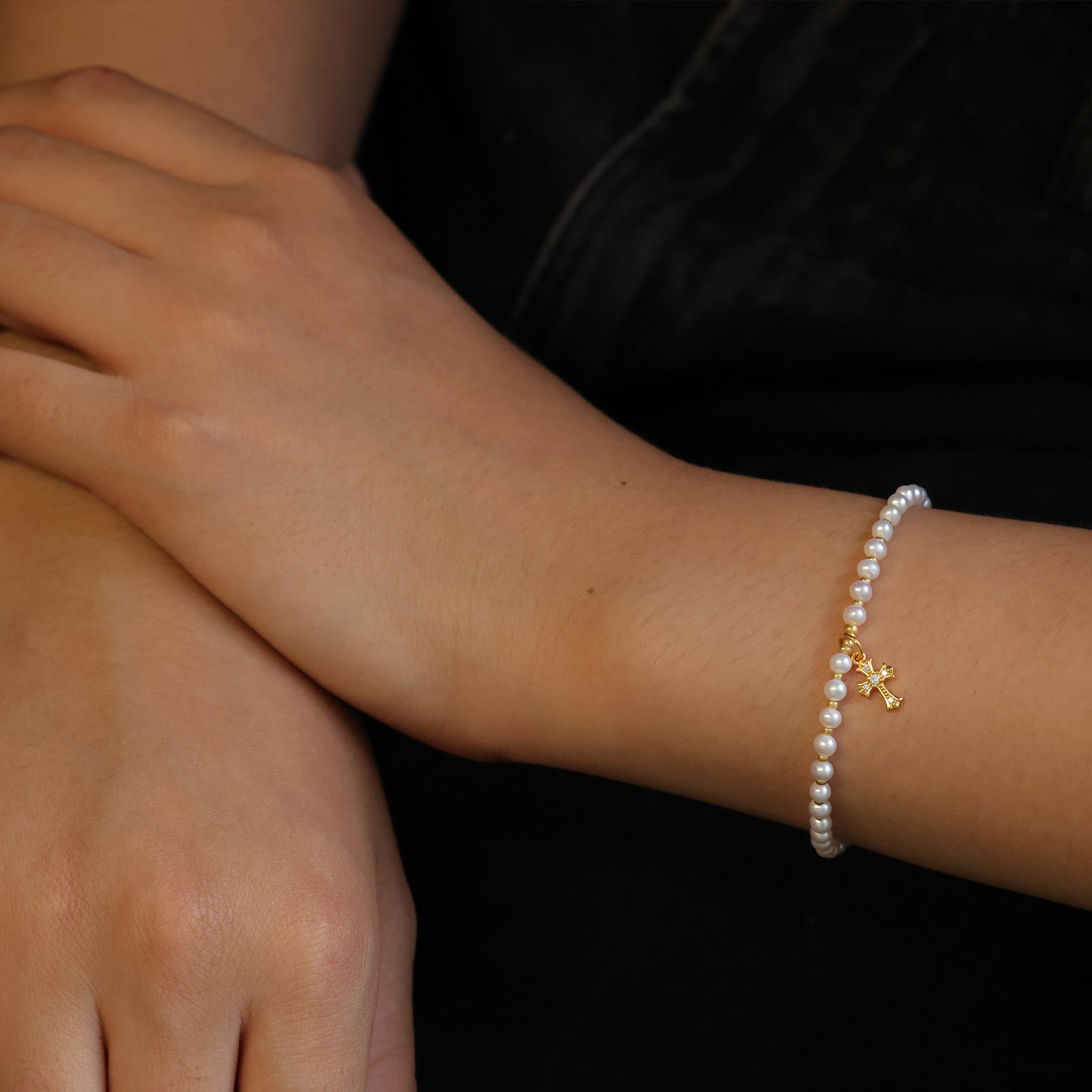 Freshwater pearl bracelet with customizable pendant - 925 sterling silver