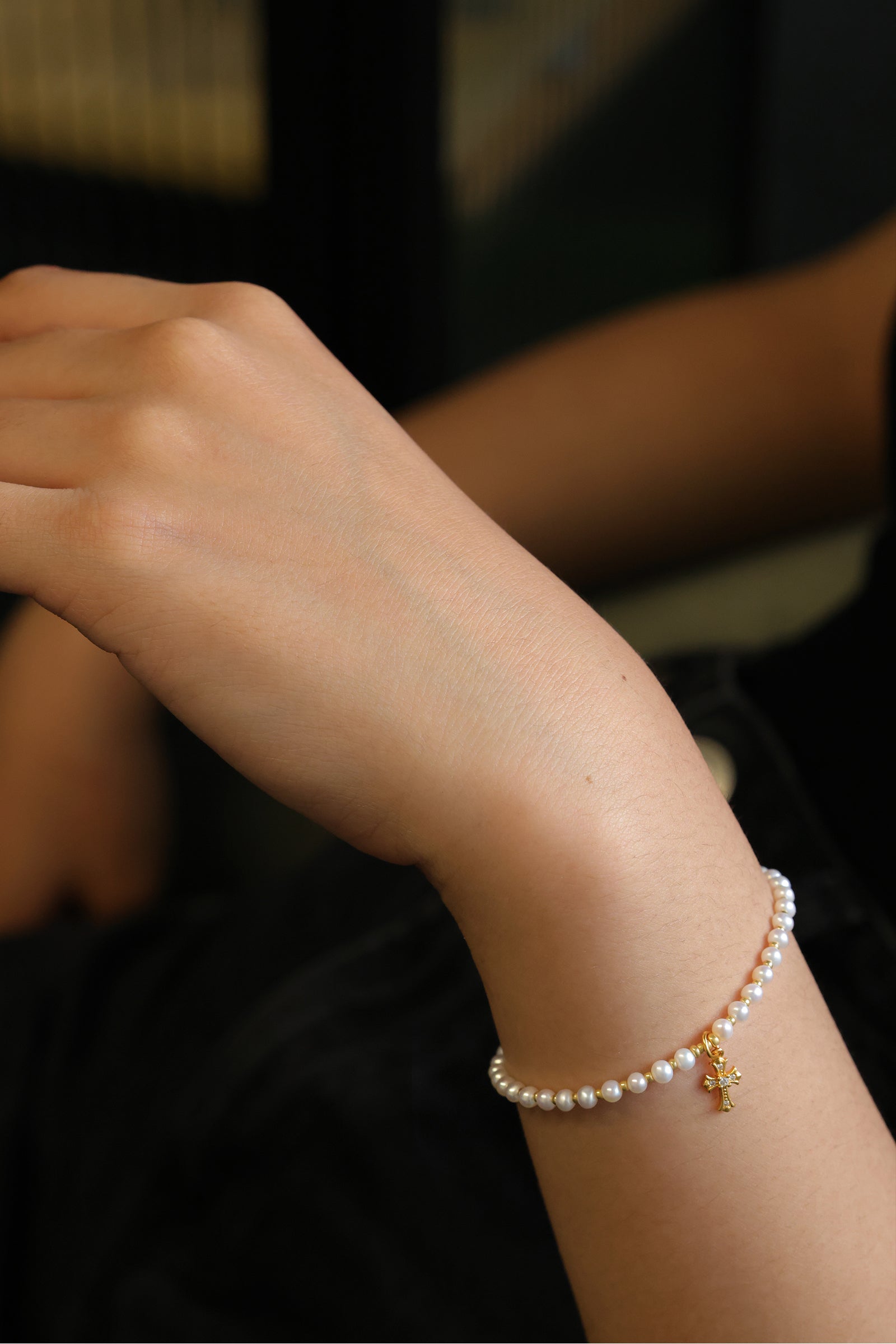Freshwater pearl bracelet with customizable pendant - 925 sterling silver